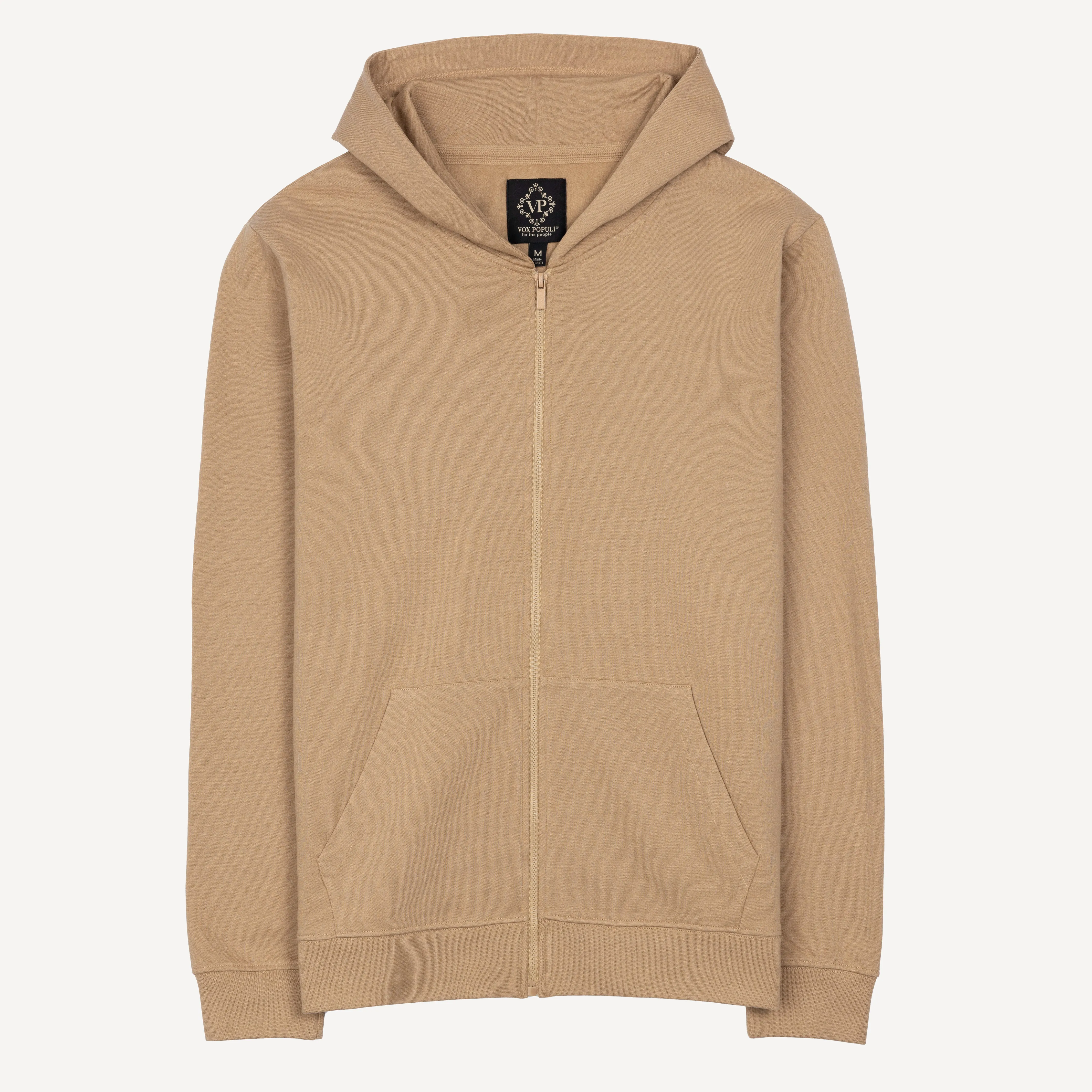 Retro Classic Zip Hoodie - Tan