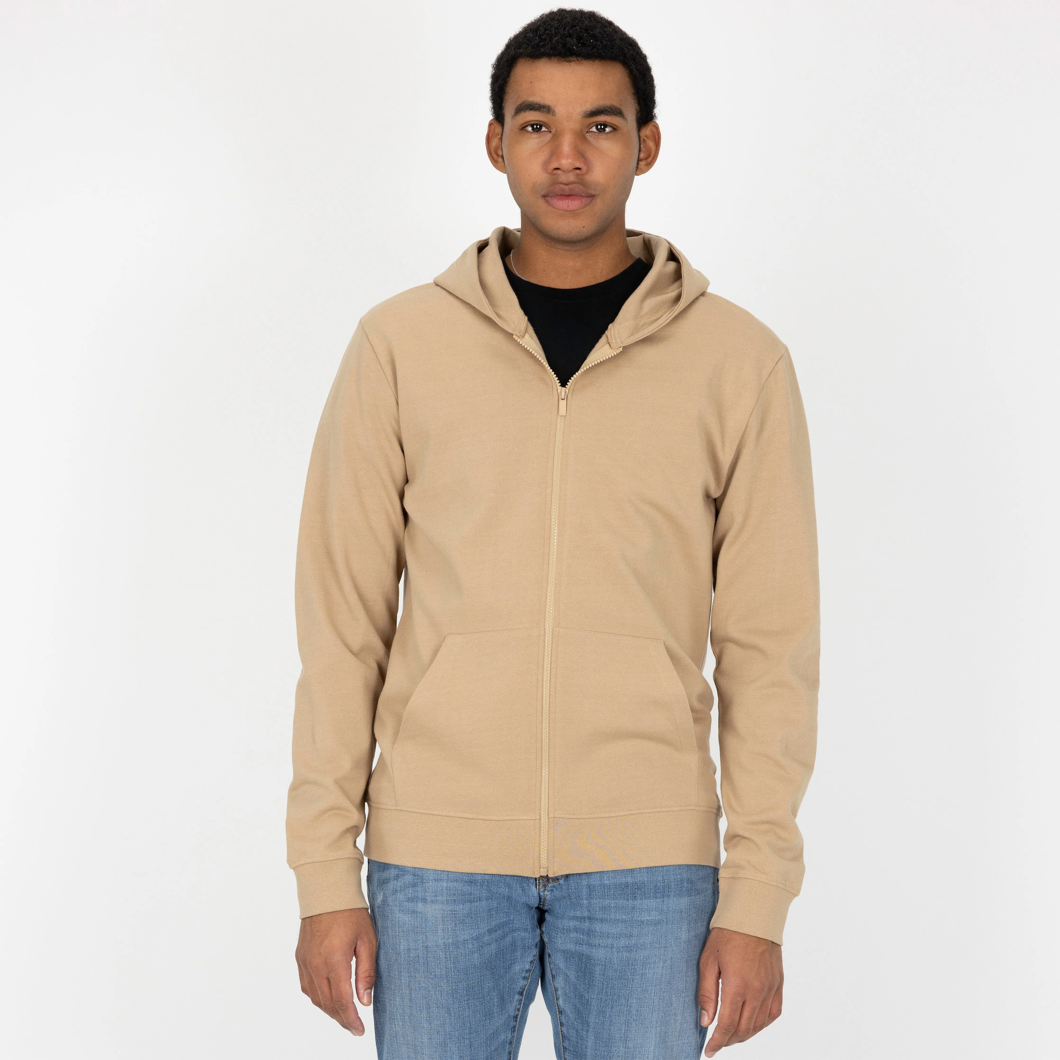 Retro Classic Zip Hoodie - Tan