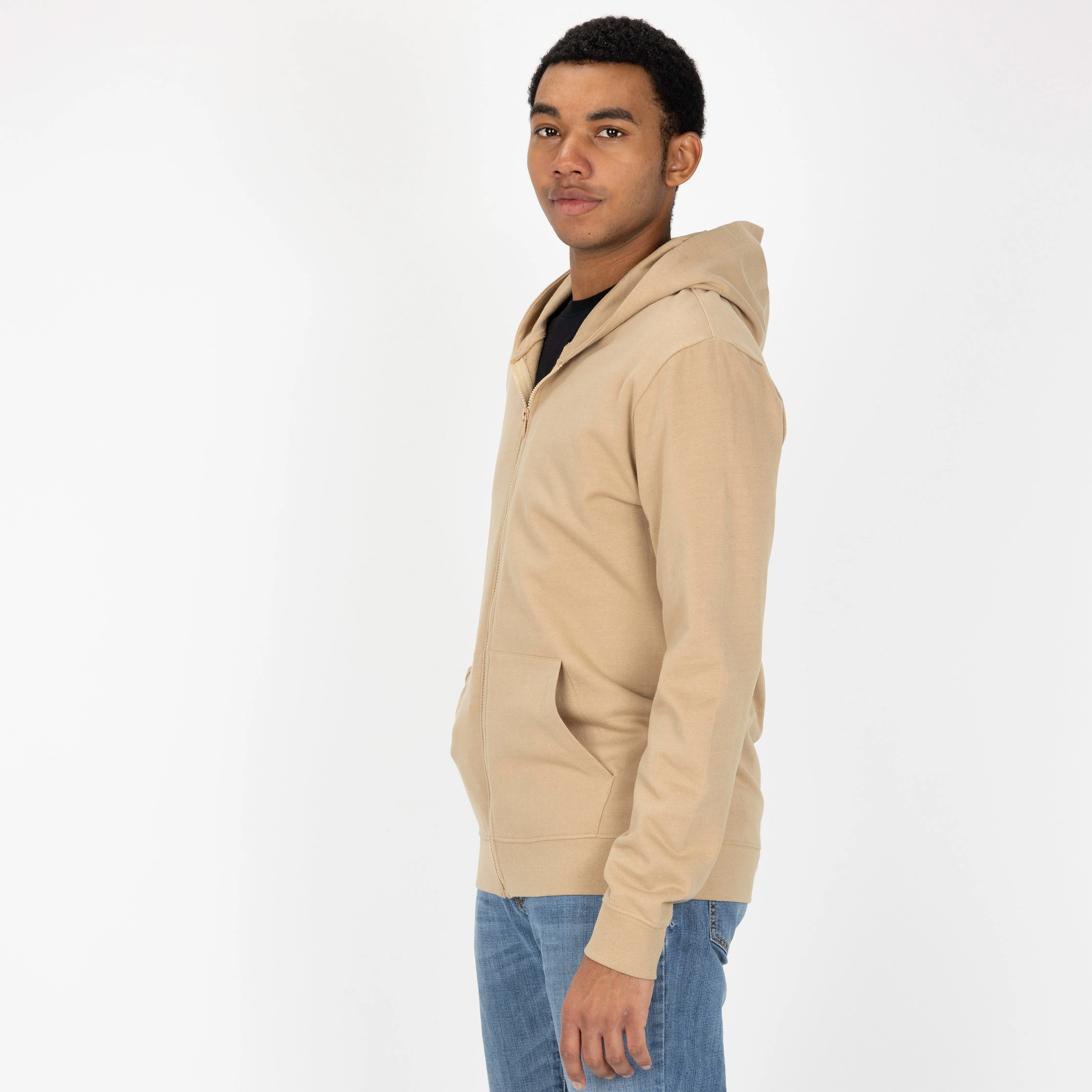 Retro Classic Zip Hoodie - Tan
