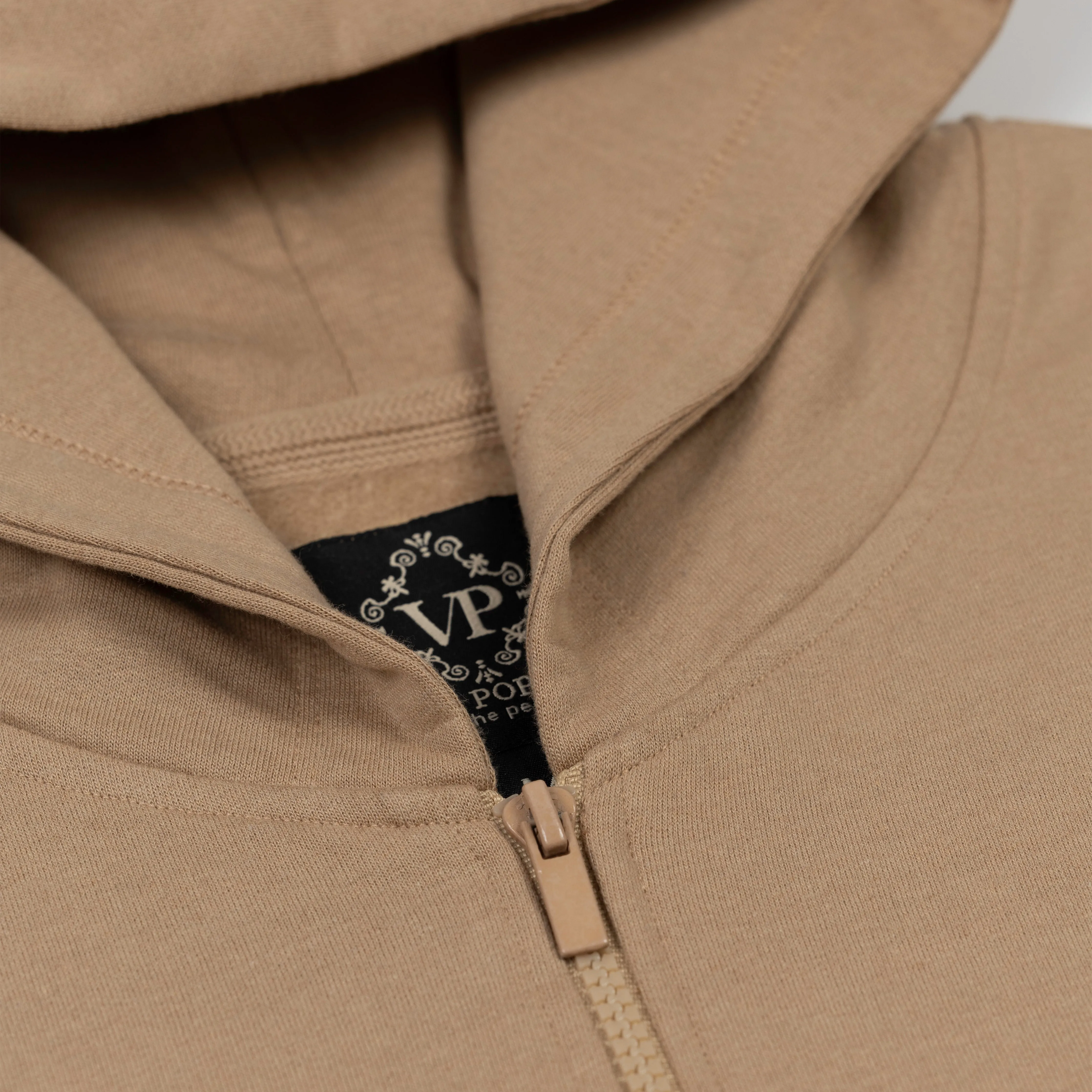 Retro Classic Zip Hoodie - Tan