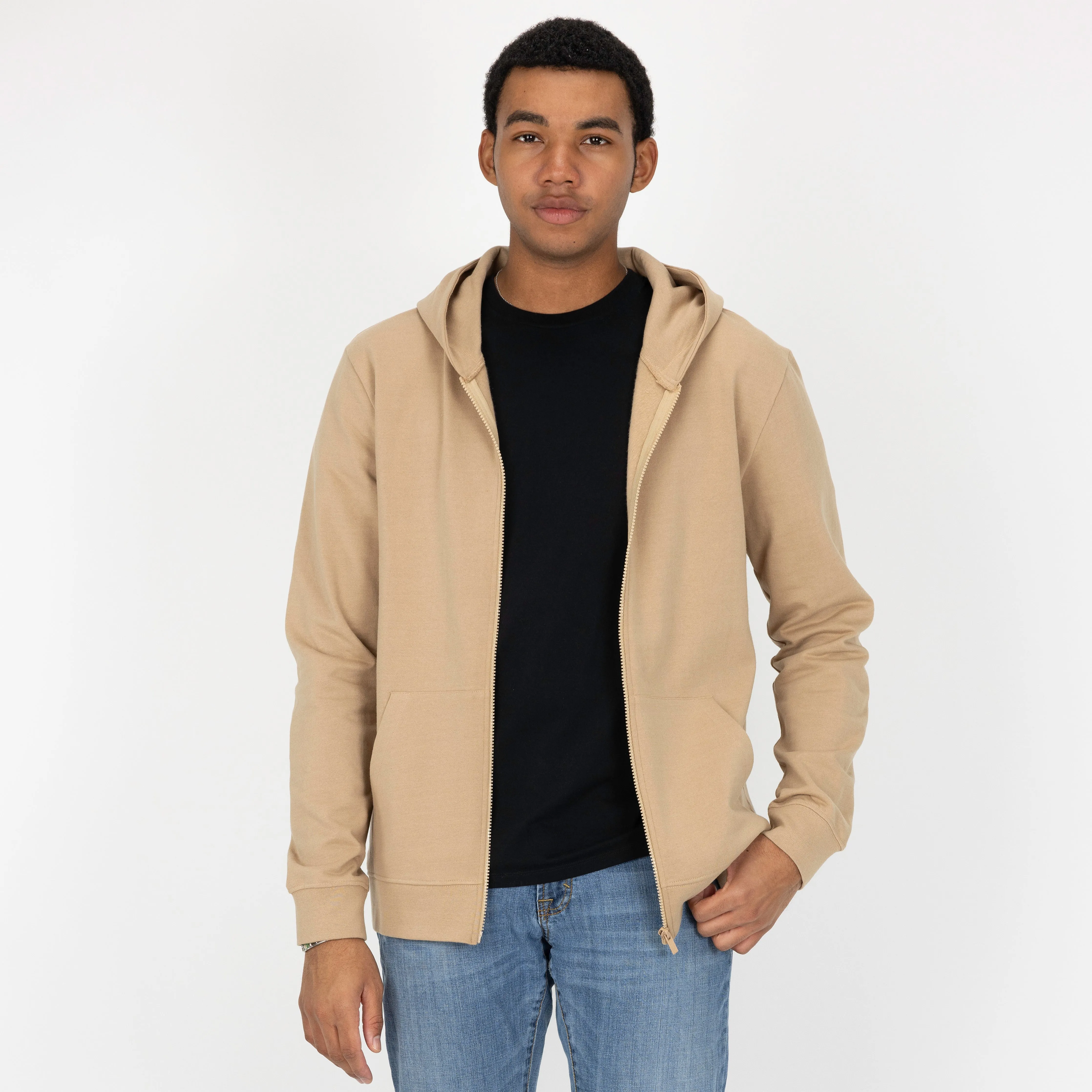 Retro Classic Zip Hoodie - Tan