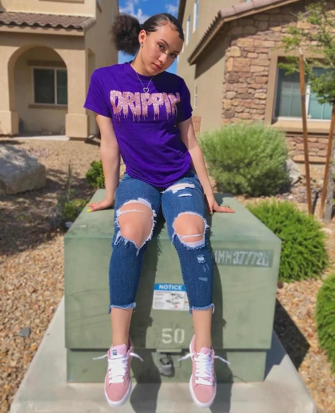 Rose Gold Glitter Drippin | Purple Tee
