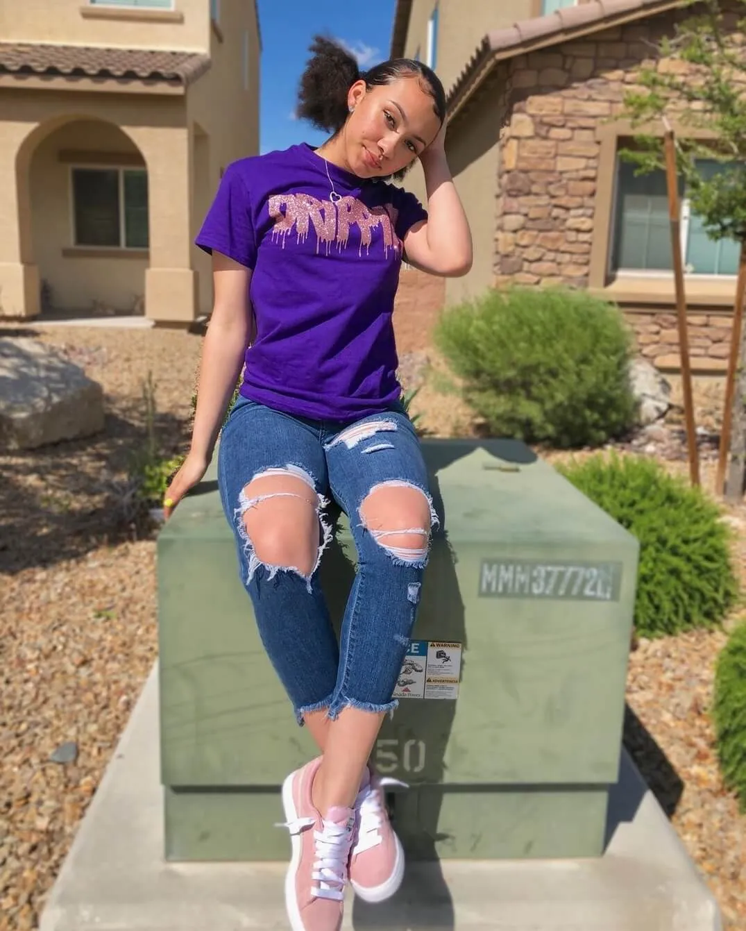 Rose Gold Glitter Drippin | Purple Tee