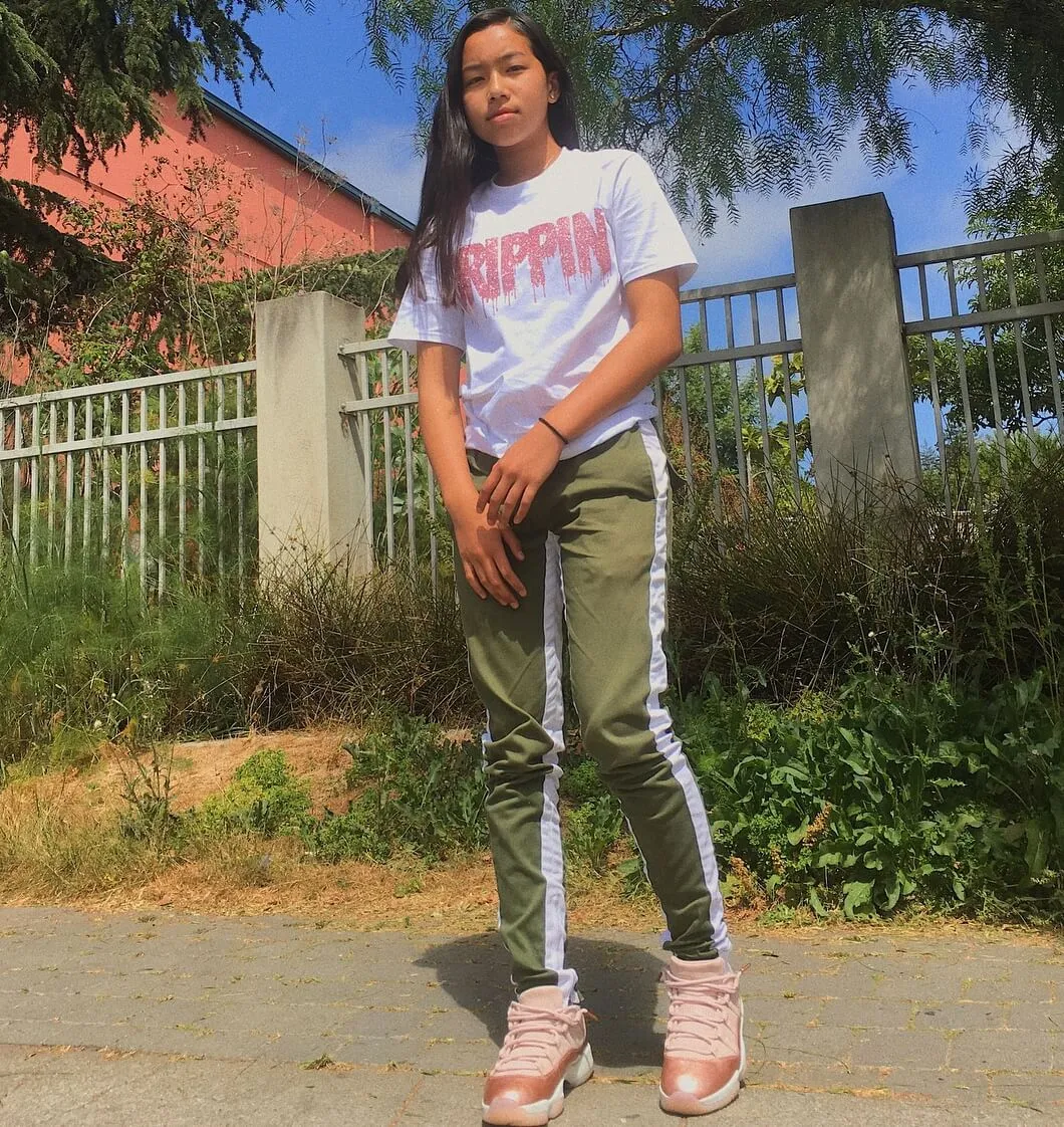Rose Gold Glitter Drippin | White Tee