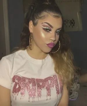 Rose Gold Glitter Drippin | White Tee