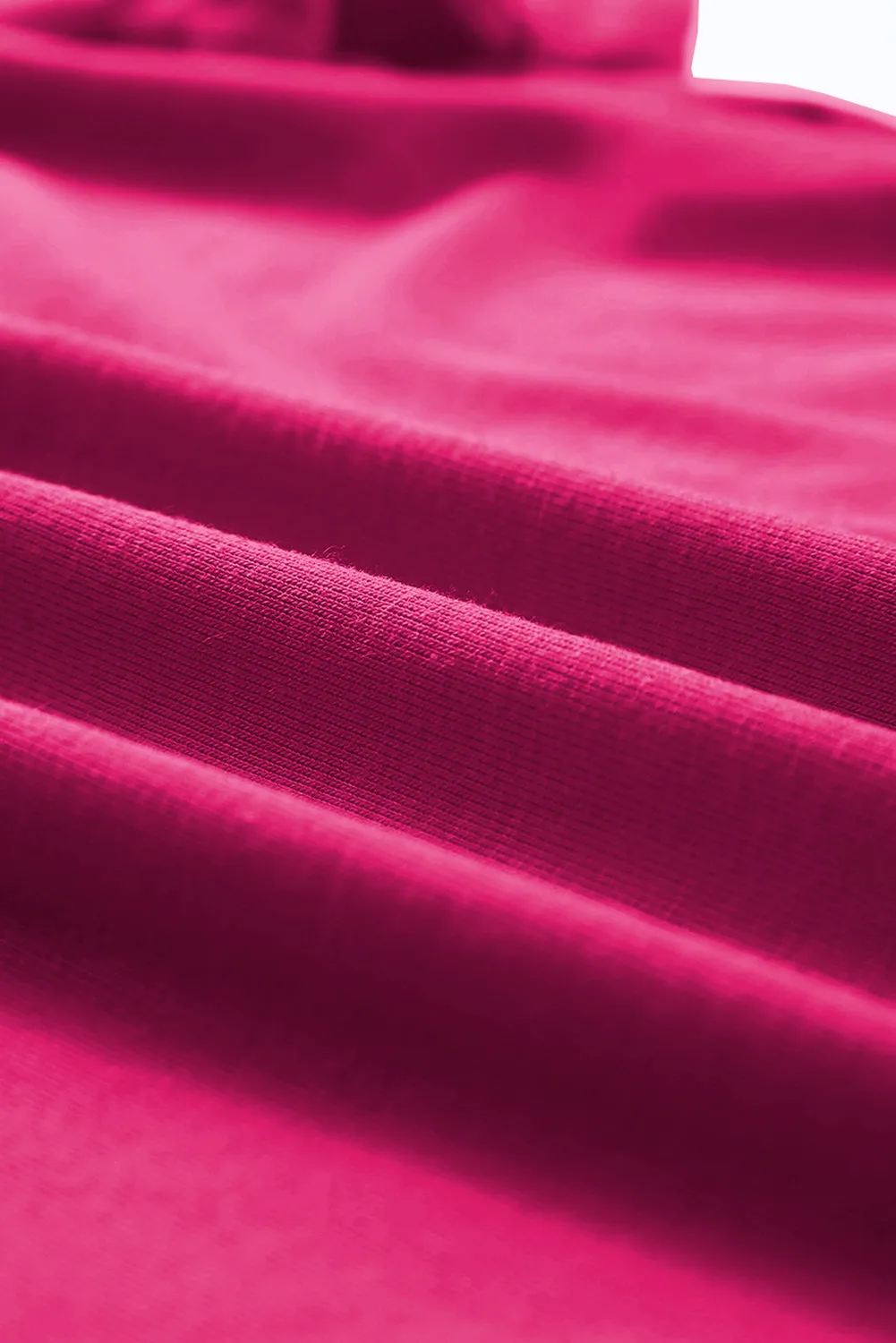 Rose Red Casual Plain Crew Neck Tee