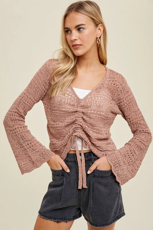 Rose Ruched Sweater