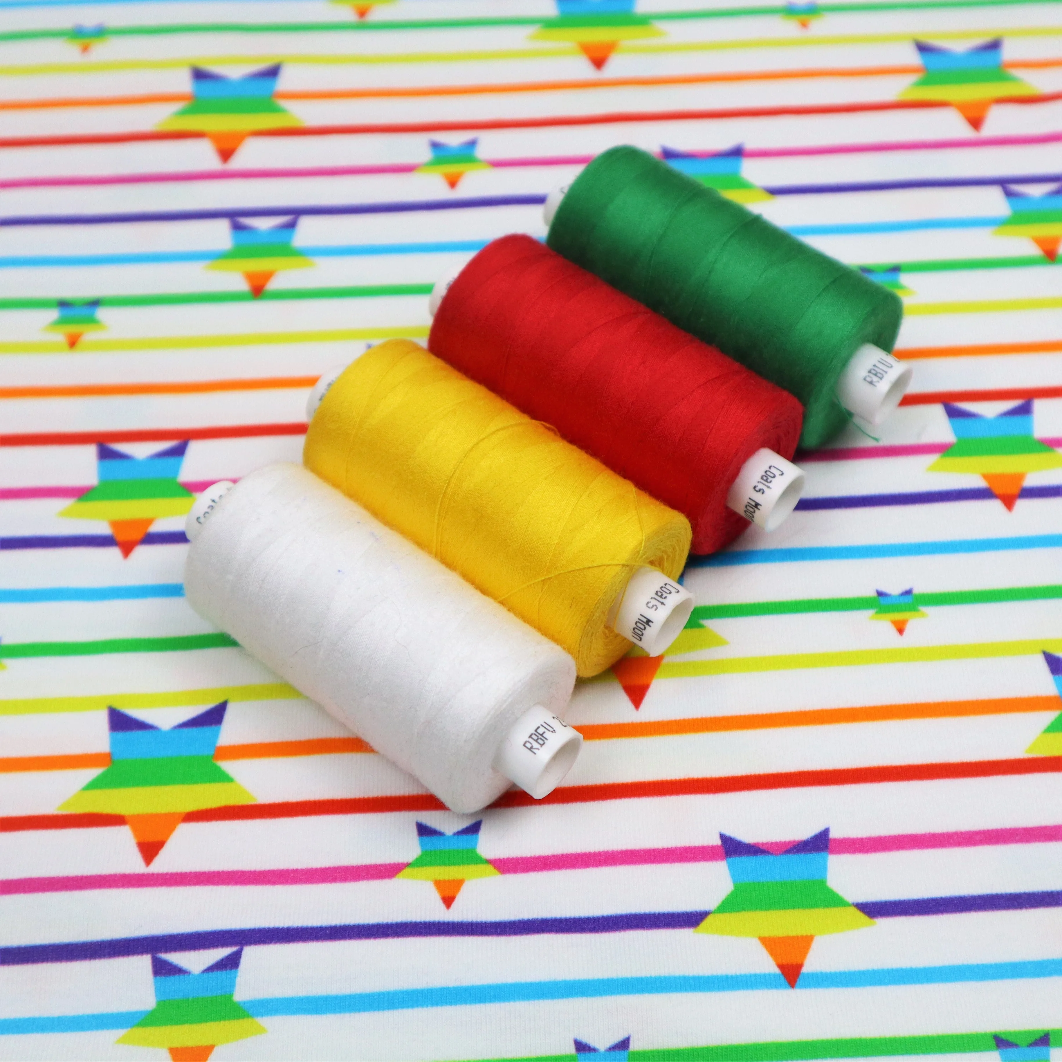 SALE Cotton Jersey in Rainbow Star and Stripes