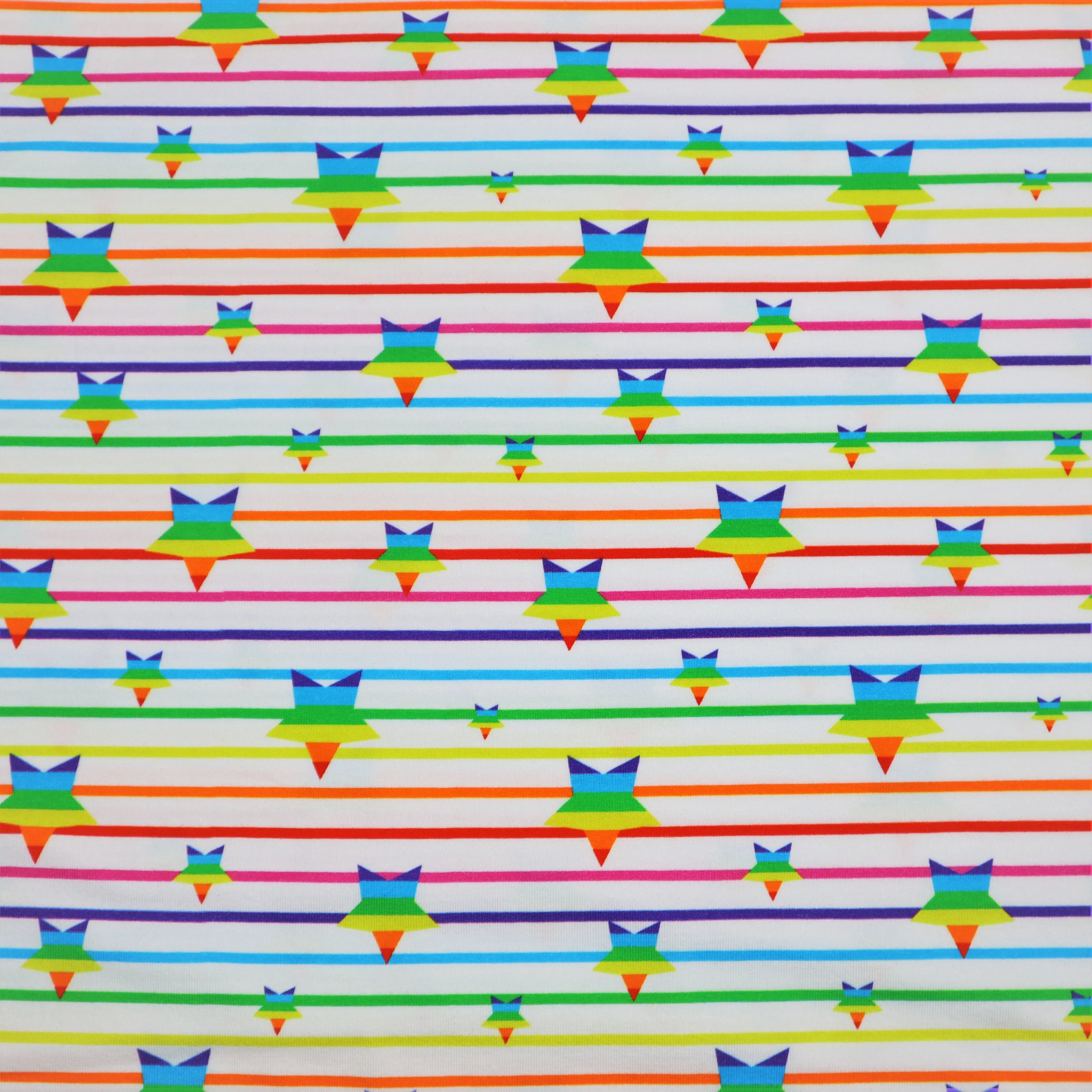 SALE Cotton Jersey in Rainbow Star and Stripes