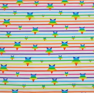 SALE Cotton Jersey in Rainbow Star and Stripes
