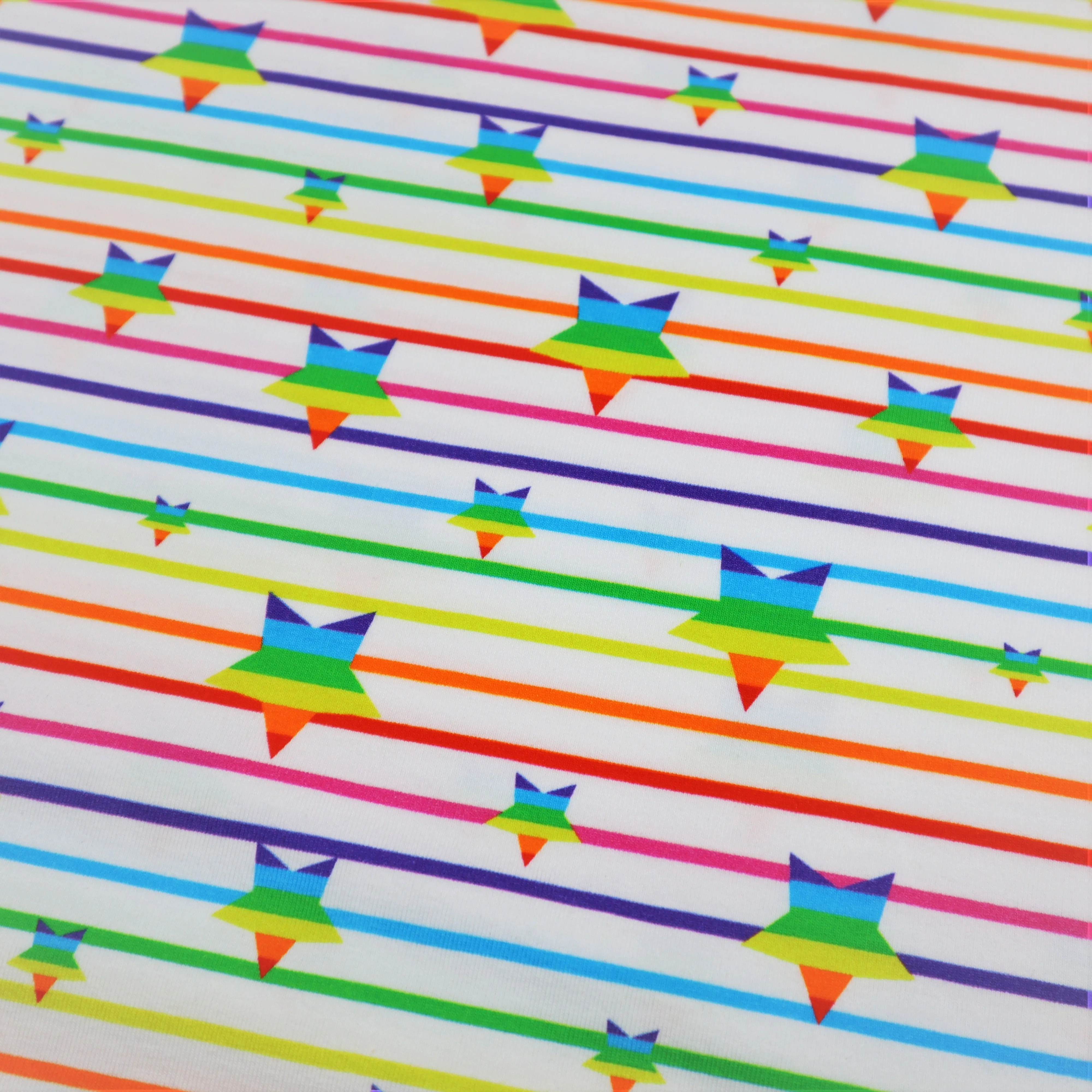 SALE Cotton Jersey in Rainbow Star and Stripes
