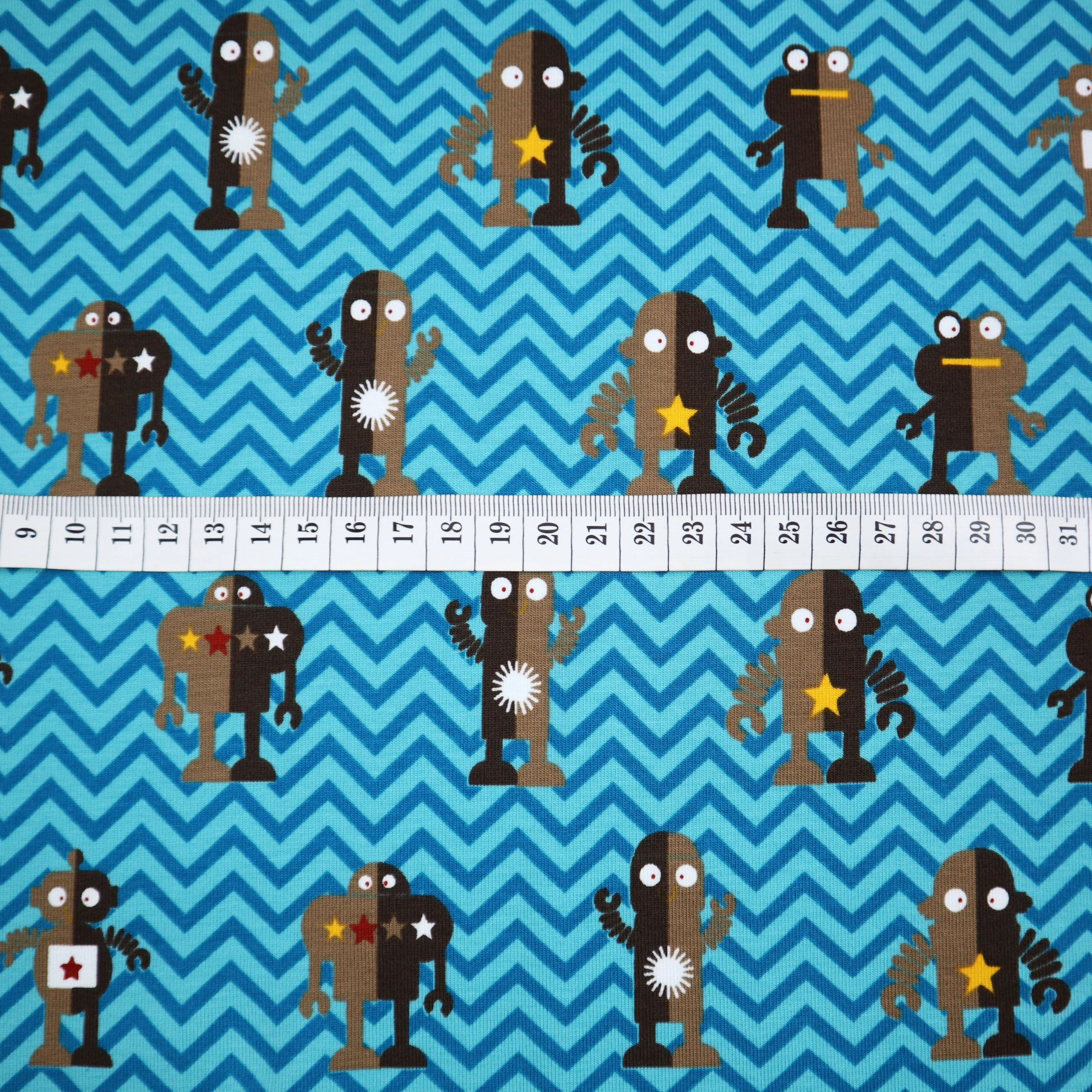 SALE Cotton Jersey in Robots to the Rescue Print