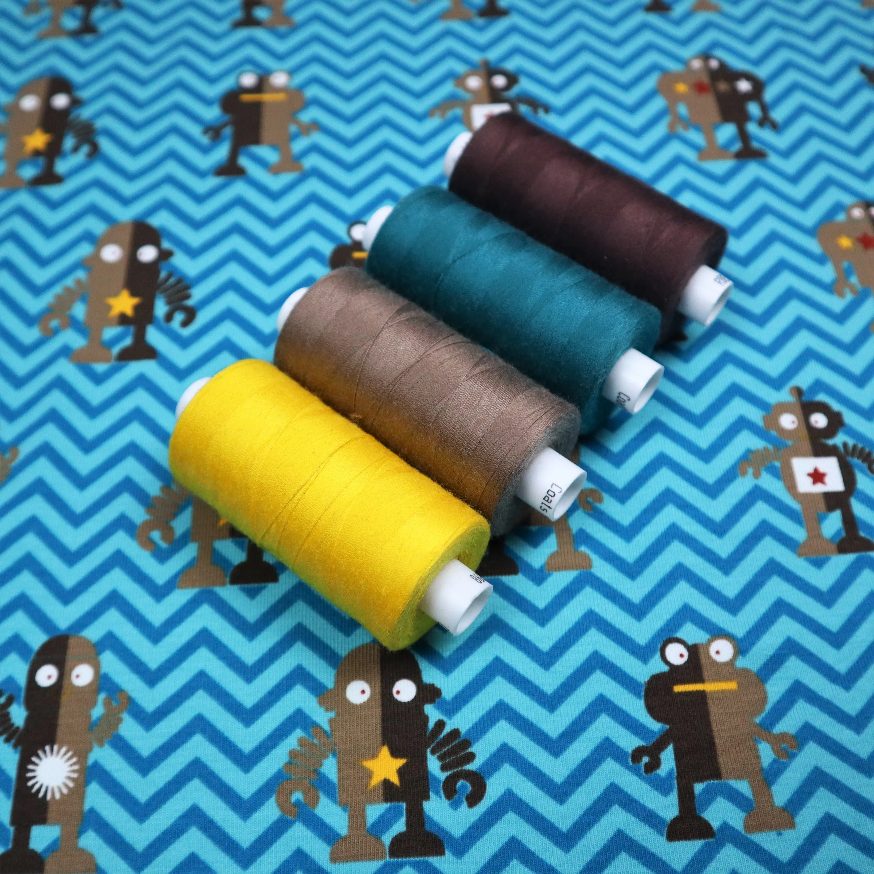 SALE Cotton Jersey in Robots to the Rescue Print