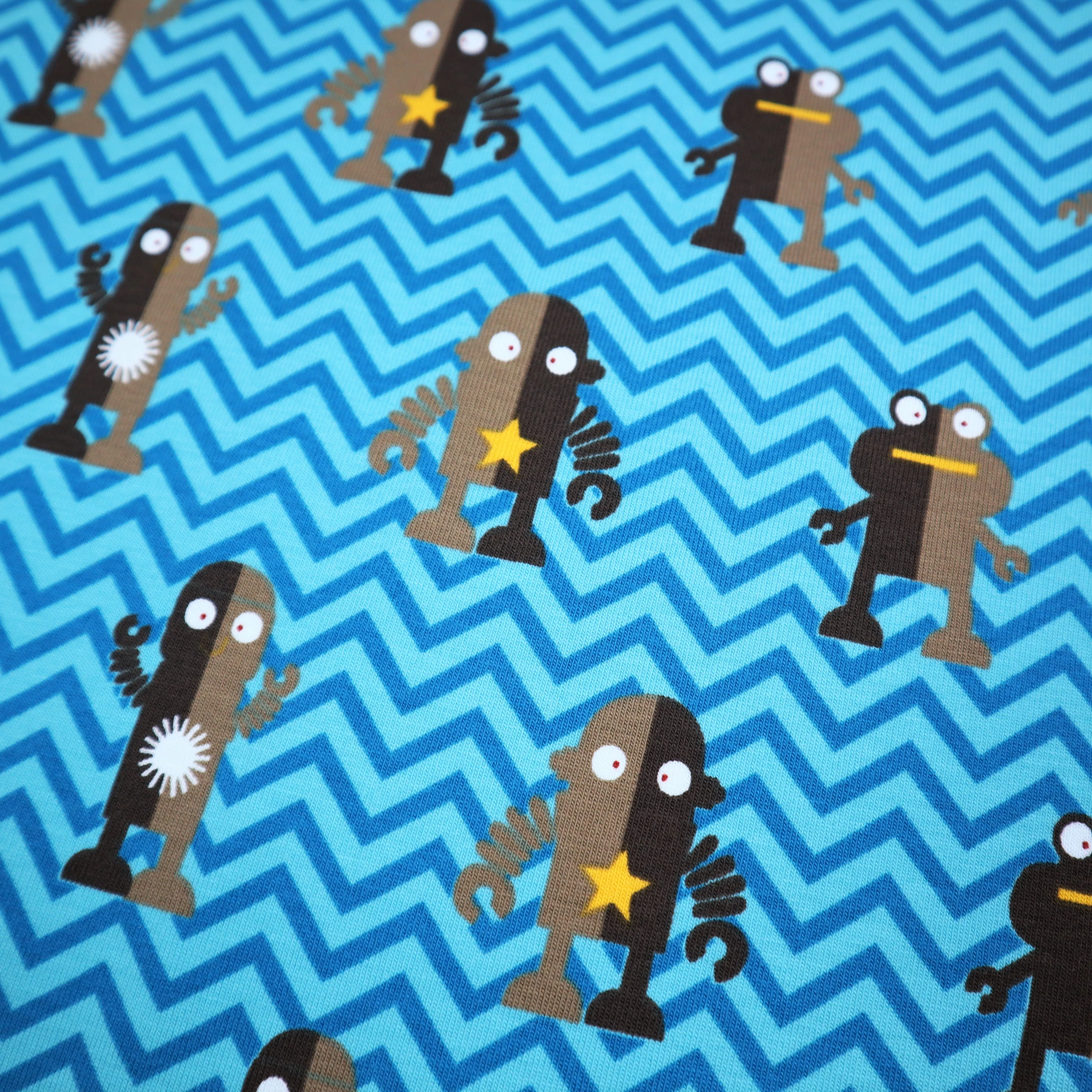 SALE Cotton Jersey in Robots to the Rescue Print