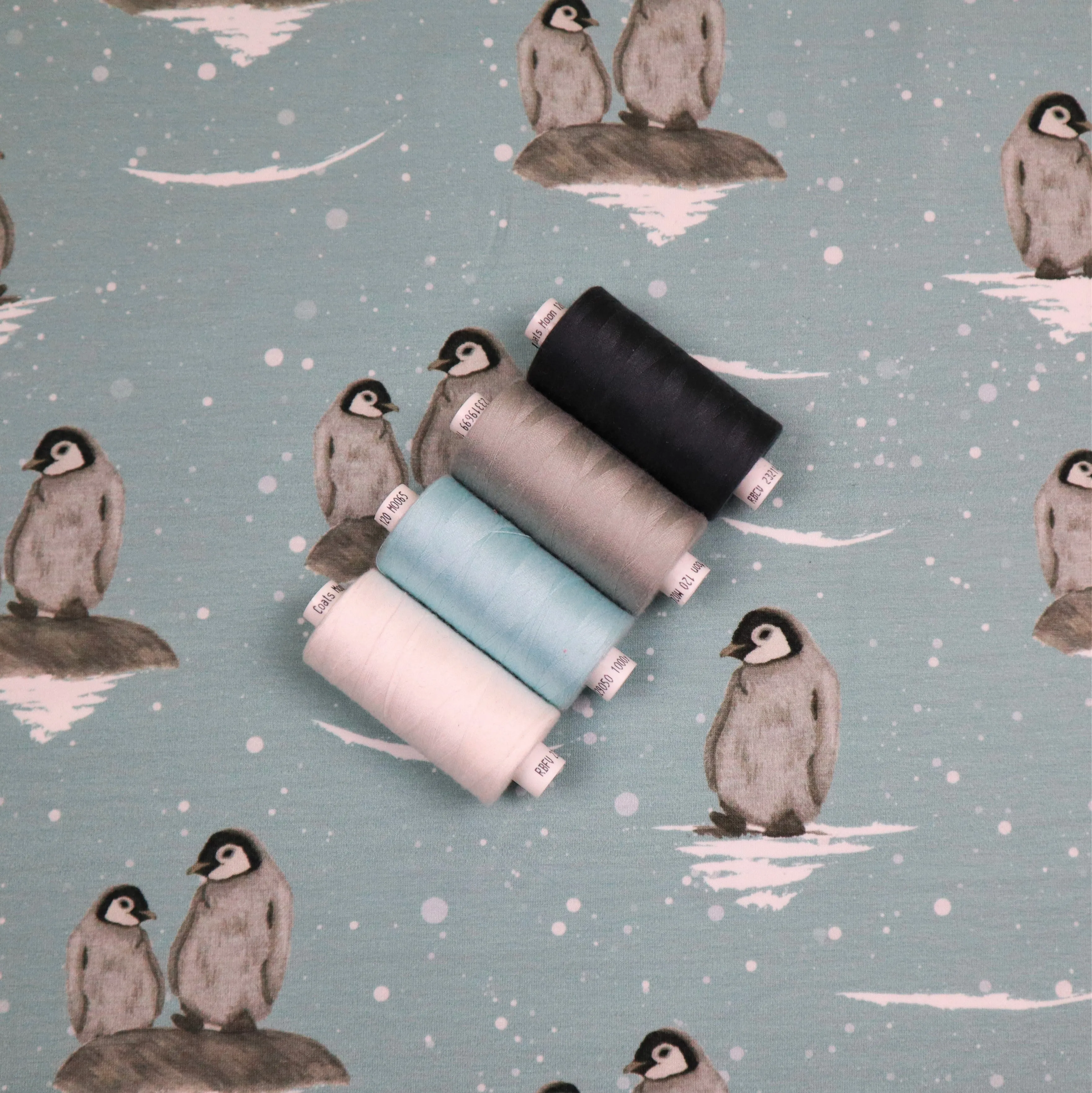 SALE Organic Cotton Jersey in Penguin Print