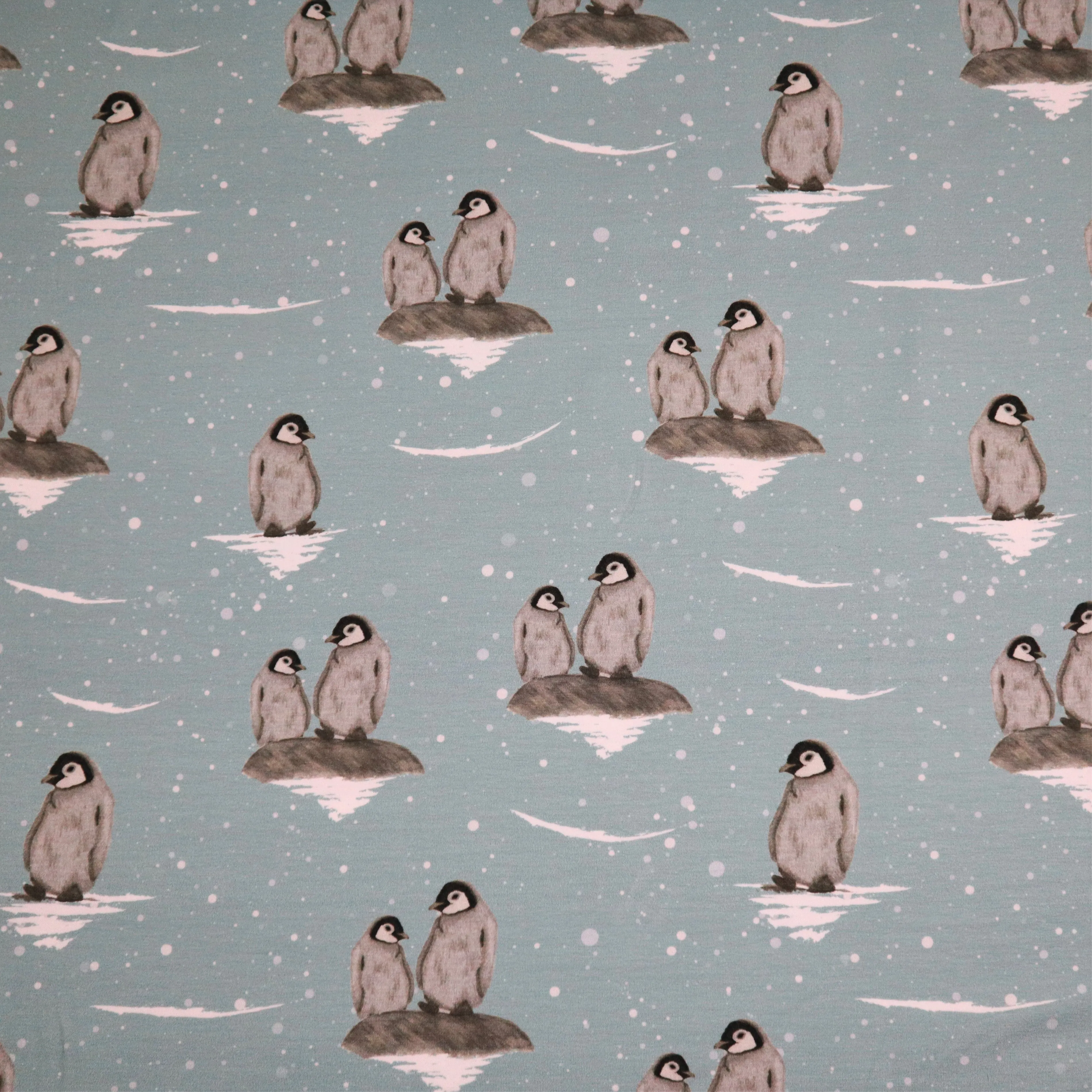 SALE Organic Cotton Jersey in Penguin Print