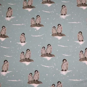 SALE Organic Cotton Jersey in Penguin Print