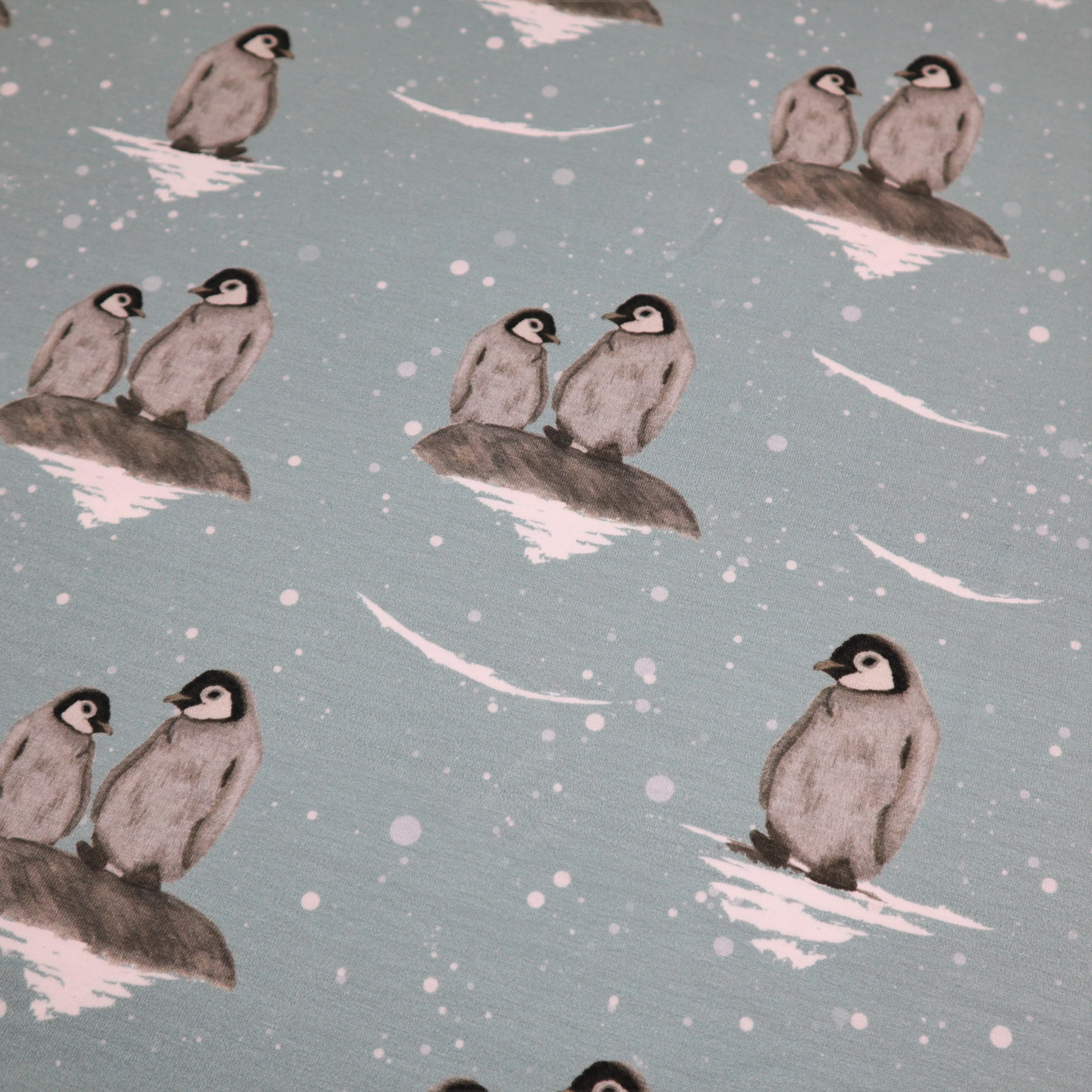 SALE Organic Cotton Jersey in Penguin Print