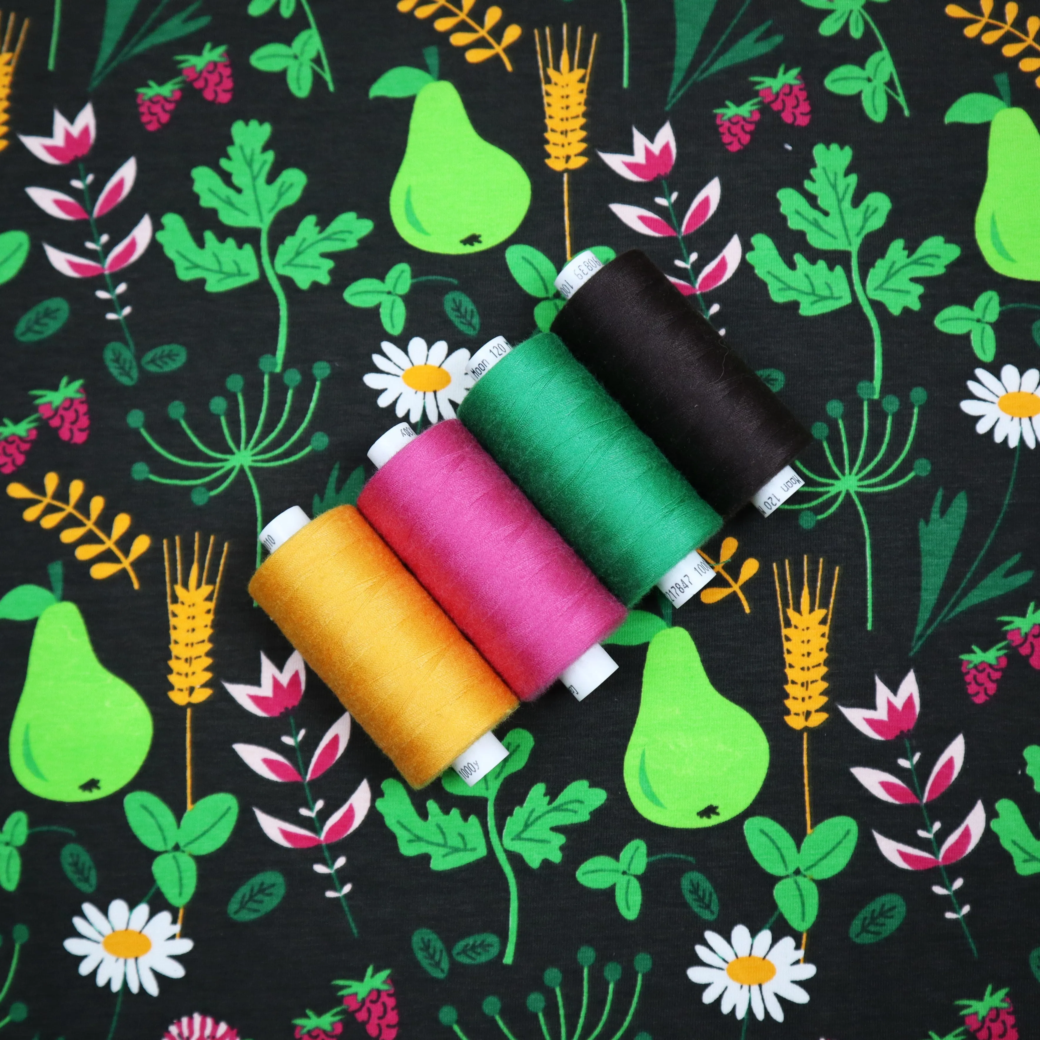 SALE Organic Cotton Jersey in Spring Pear Print