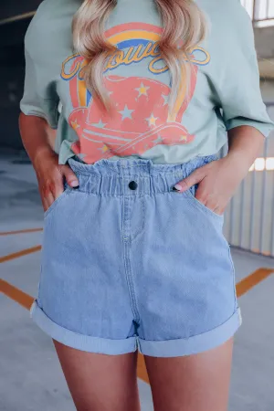 Sansa Denim Paper Bag Shorts