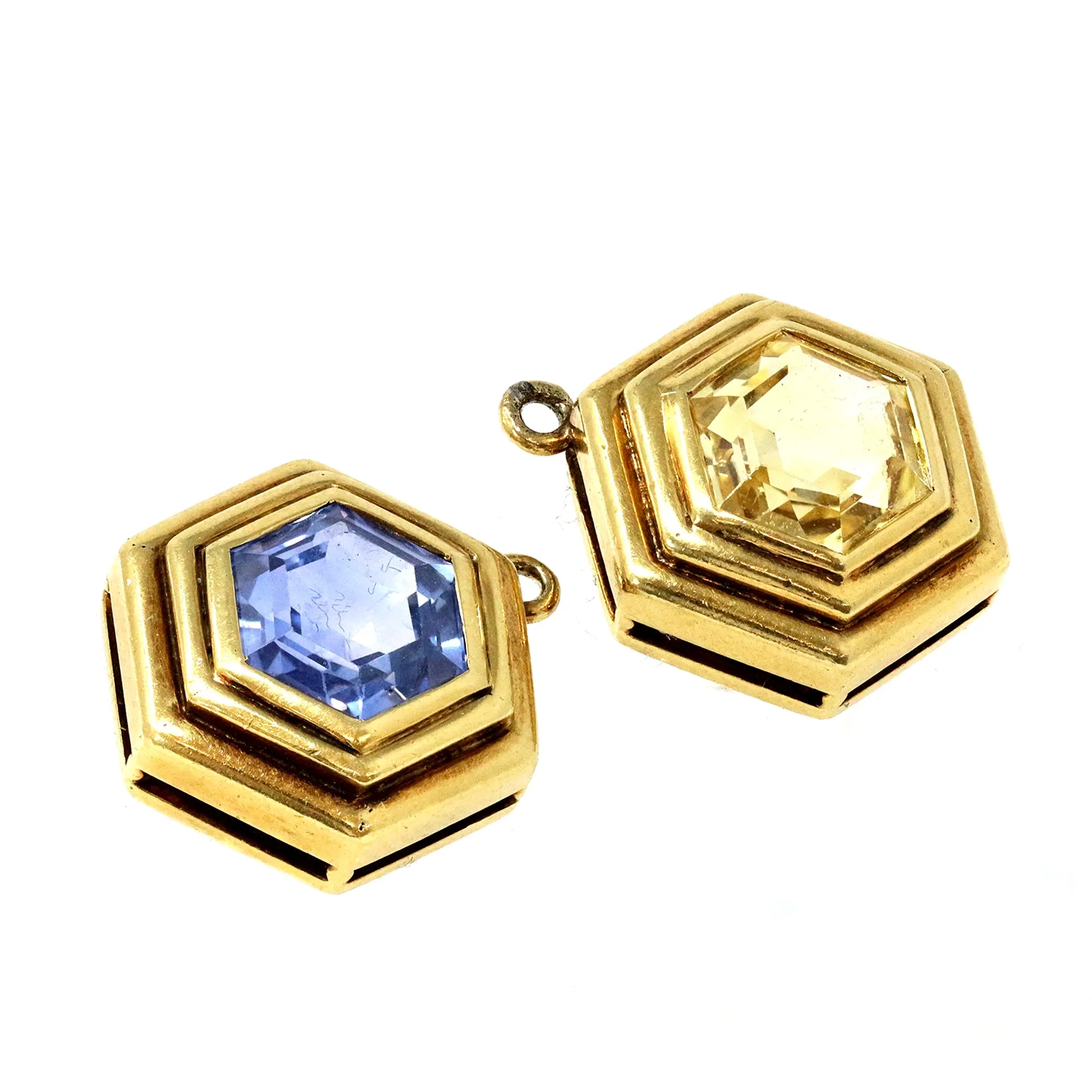 Sapphire, Diamond & Hematite Ear-Clips