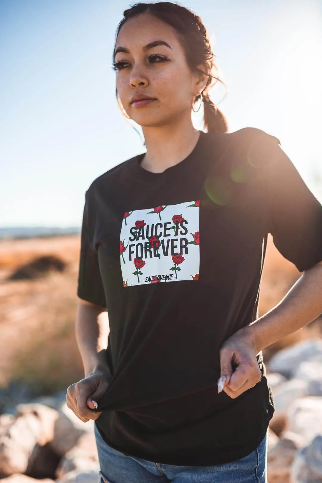 Sauce Is Forever (White Rose Box) | Black Tee