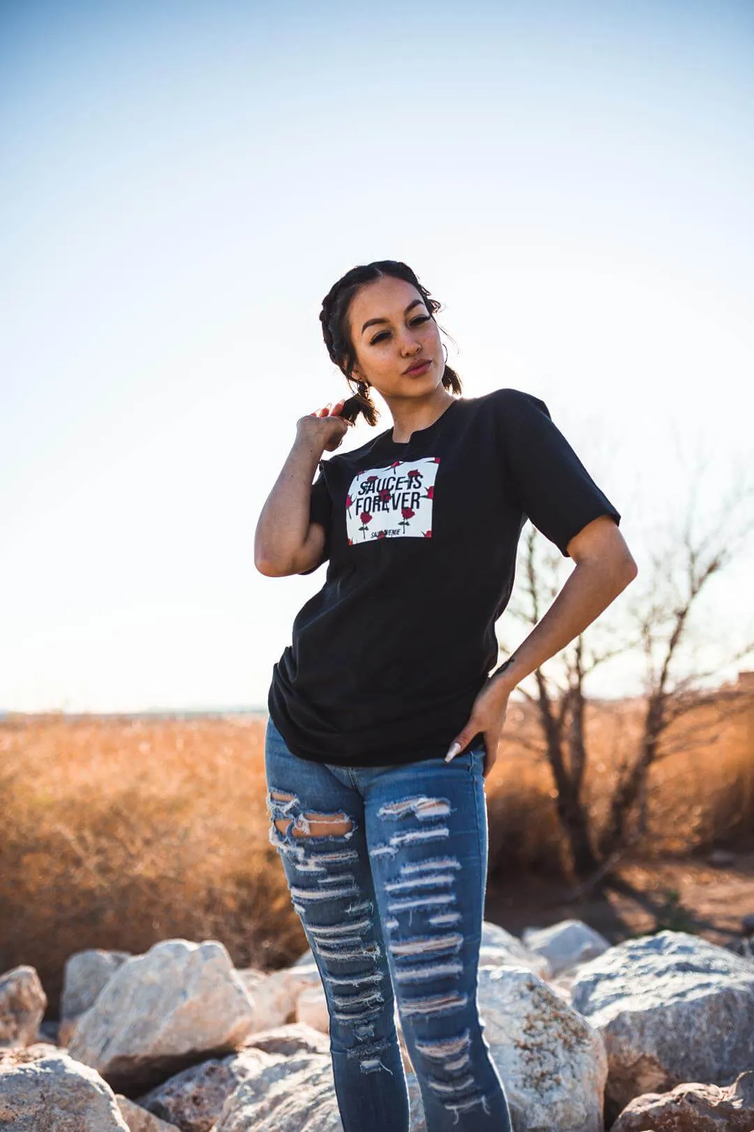 Sauce Is Forever (White Rose Box) | Black Tee