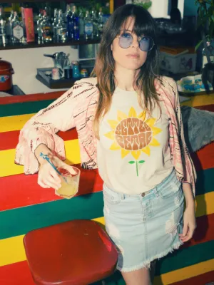 Settle Petal Tee - Yellow on Heather Dust