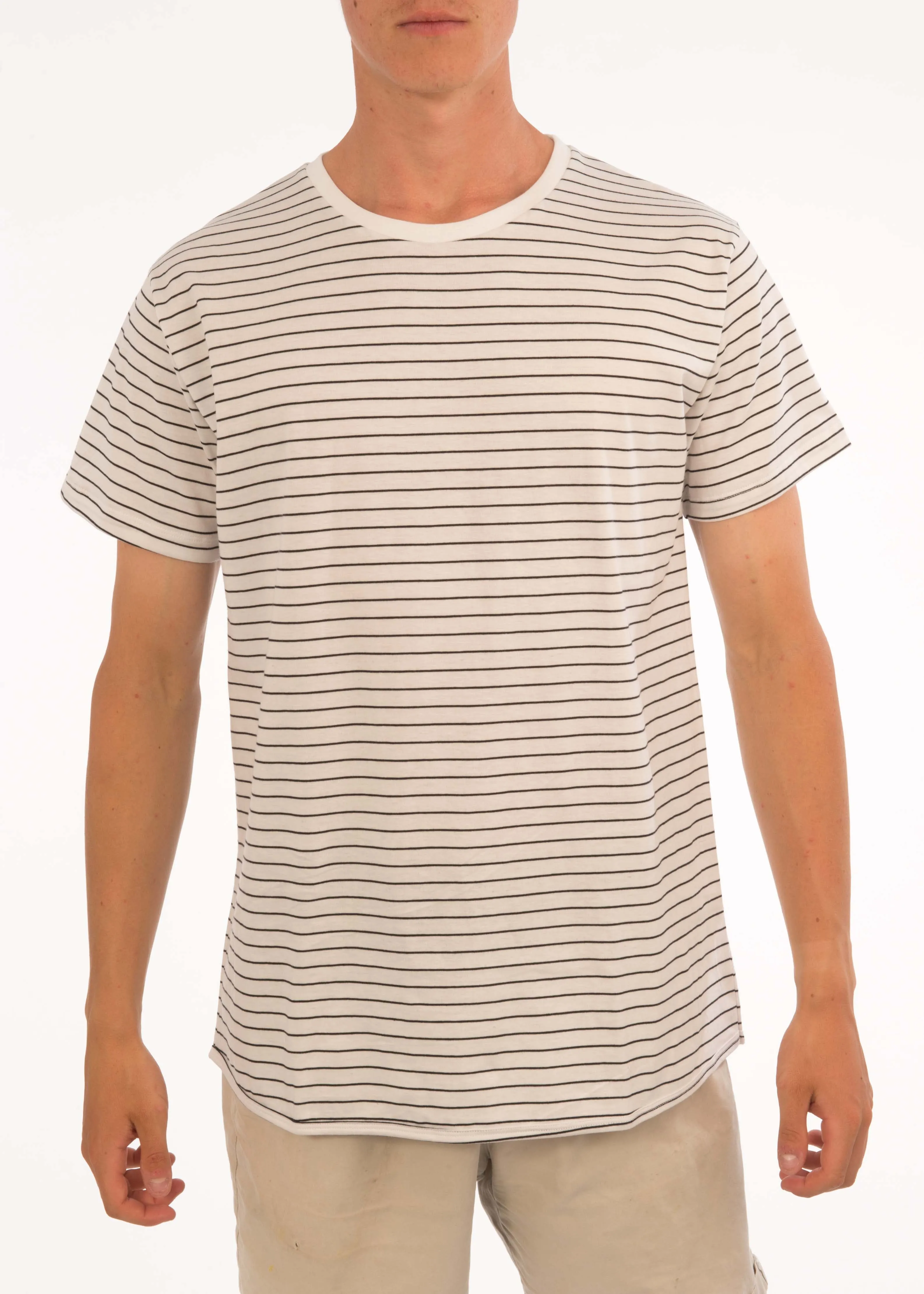 Small Stripe Round Neck Tee