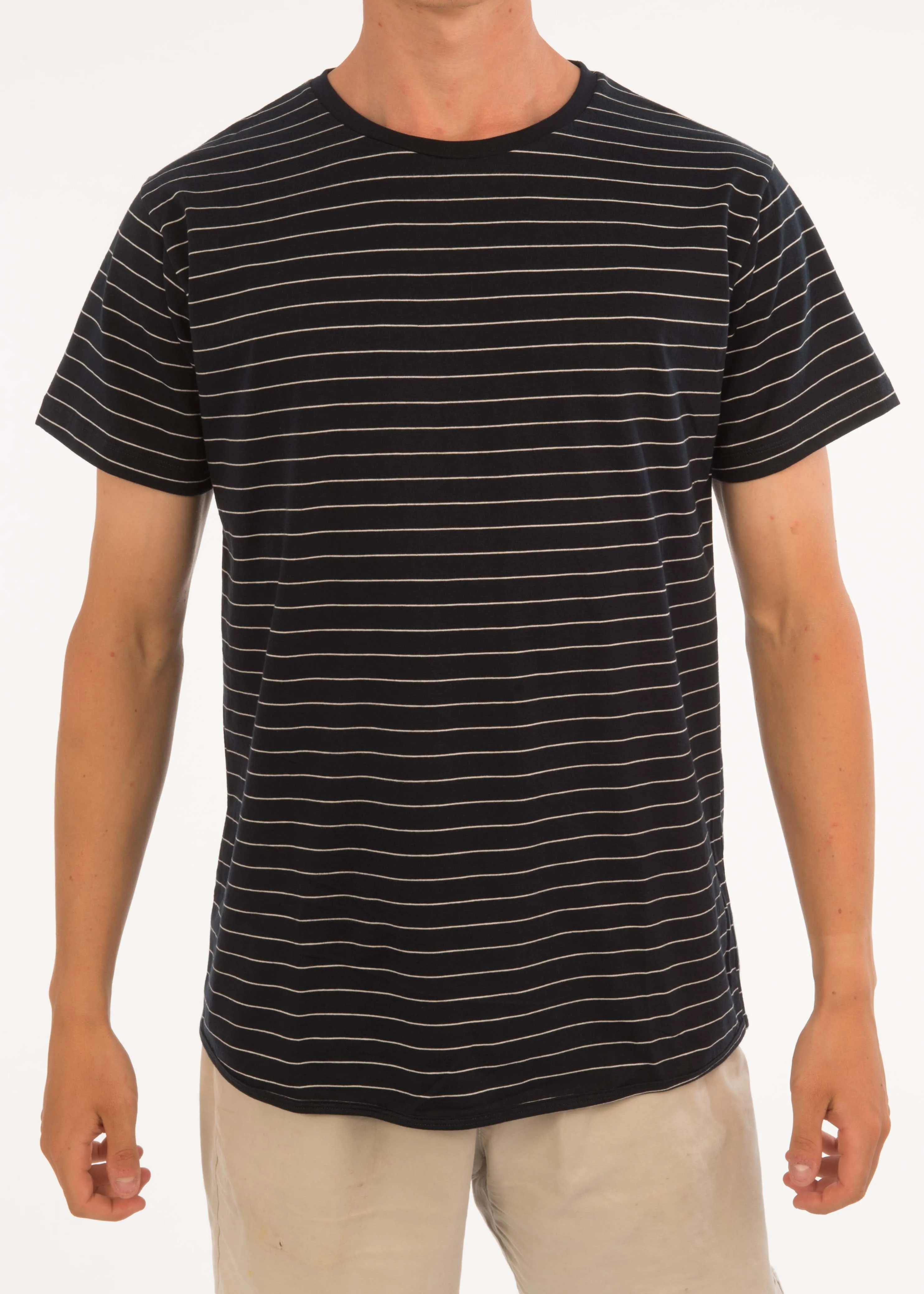 Small Stripe Round Neck Tee