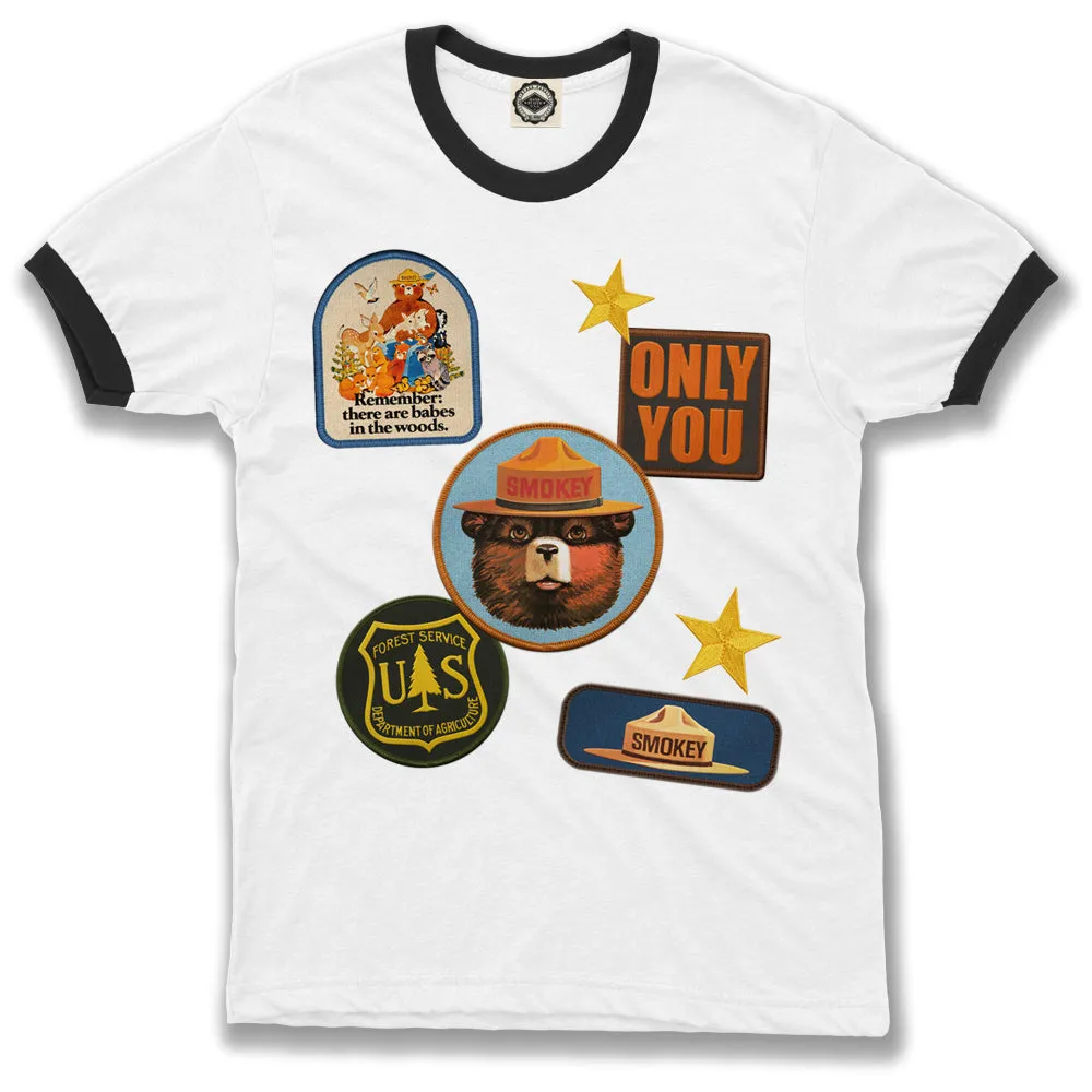 Smokey Bear Patches Men's Ringer Tee