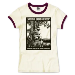 Smokey Bear "Enjoy The Great Outdoors" Women's Ringer Tee