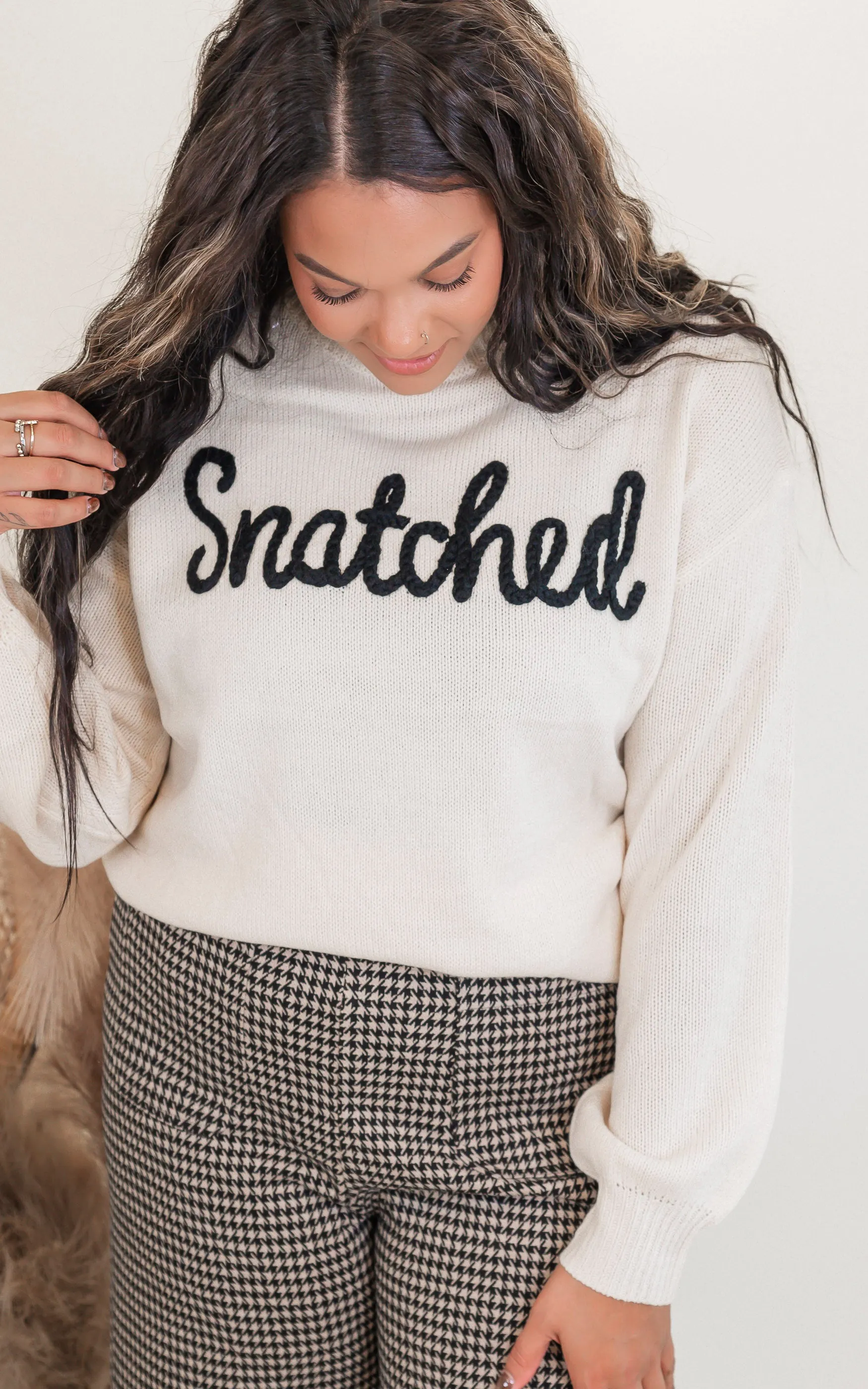 Snatched Letter Embroidered Sweater Top - Final Sale