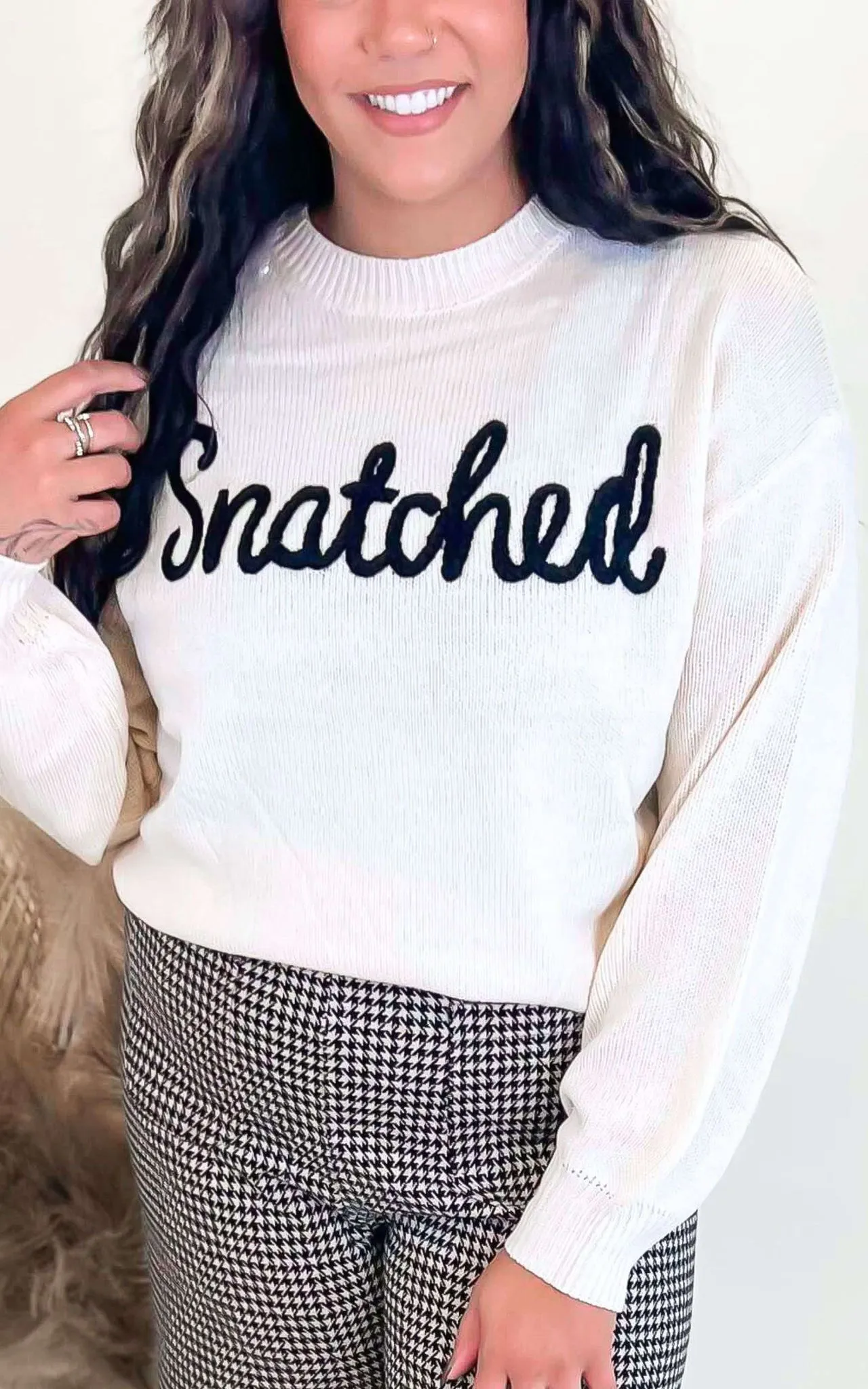 Snatched Letter Embroidered Sweater Top - Final Sale
