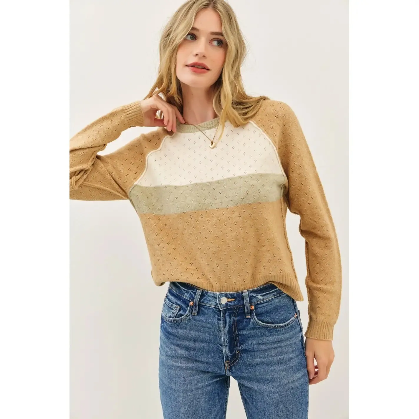 Soft Brushed Pointelle Sweater