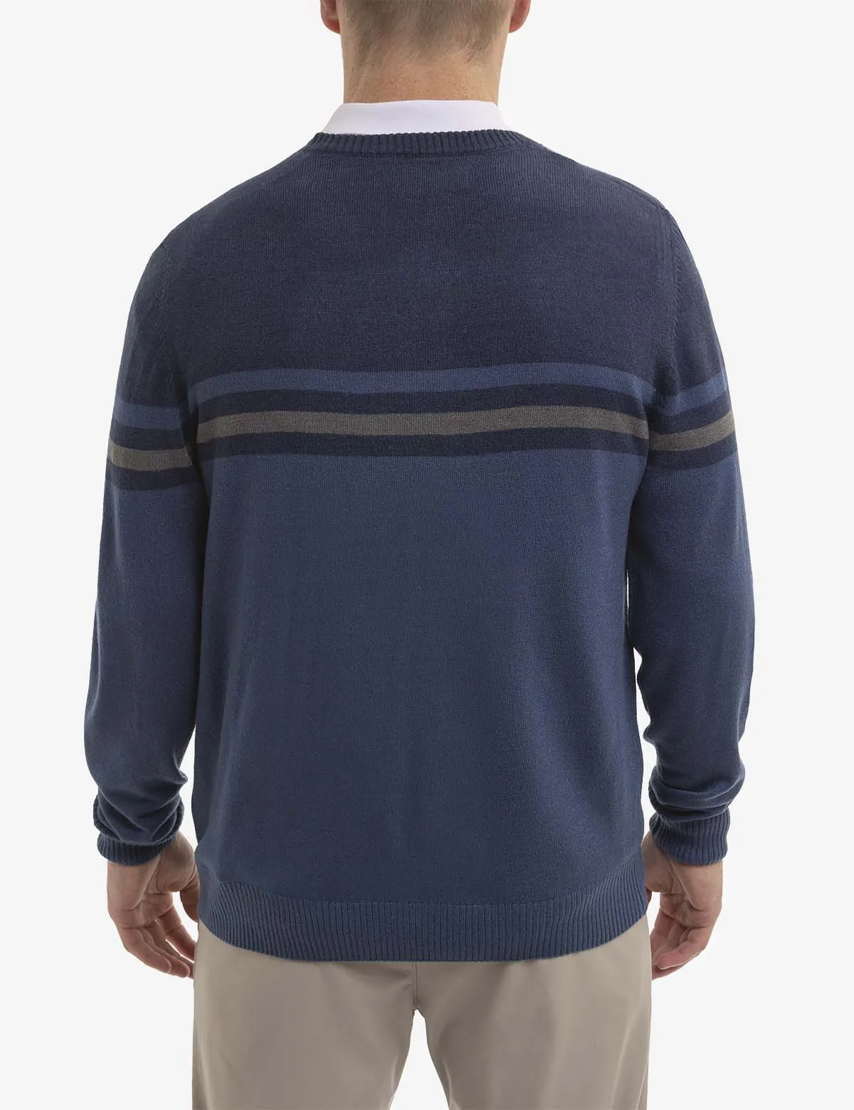 SOFT ENGINEERED STRIPE V-NECK SWEATER