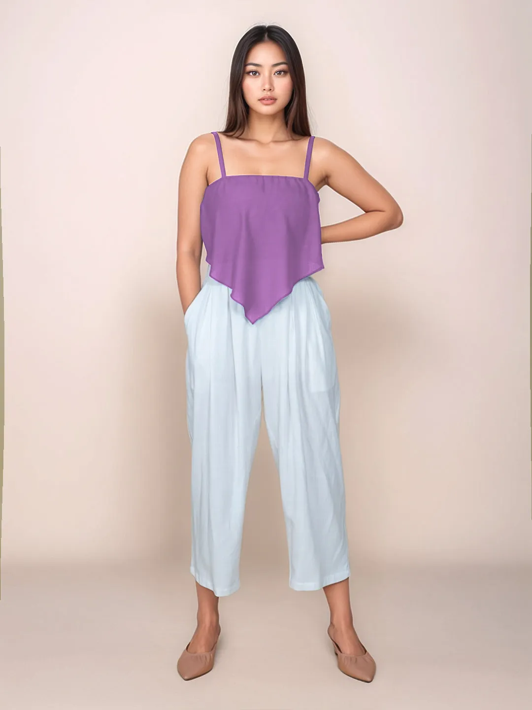 Solid Square Neck Crop Top