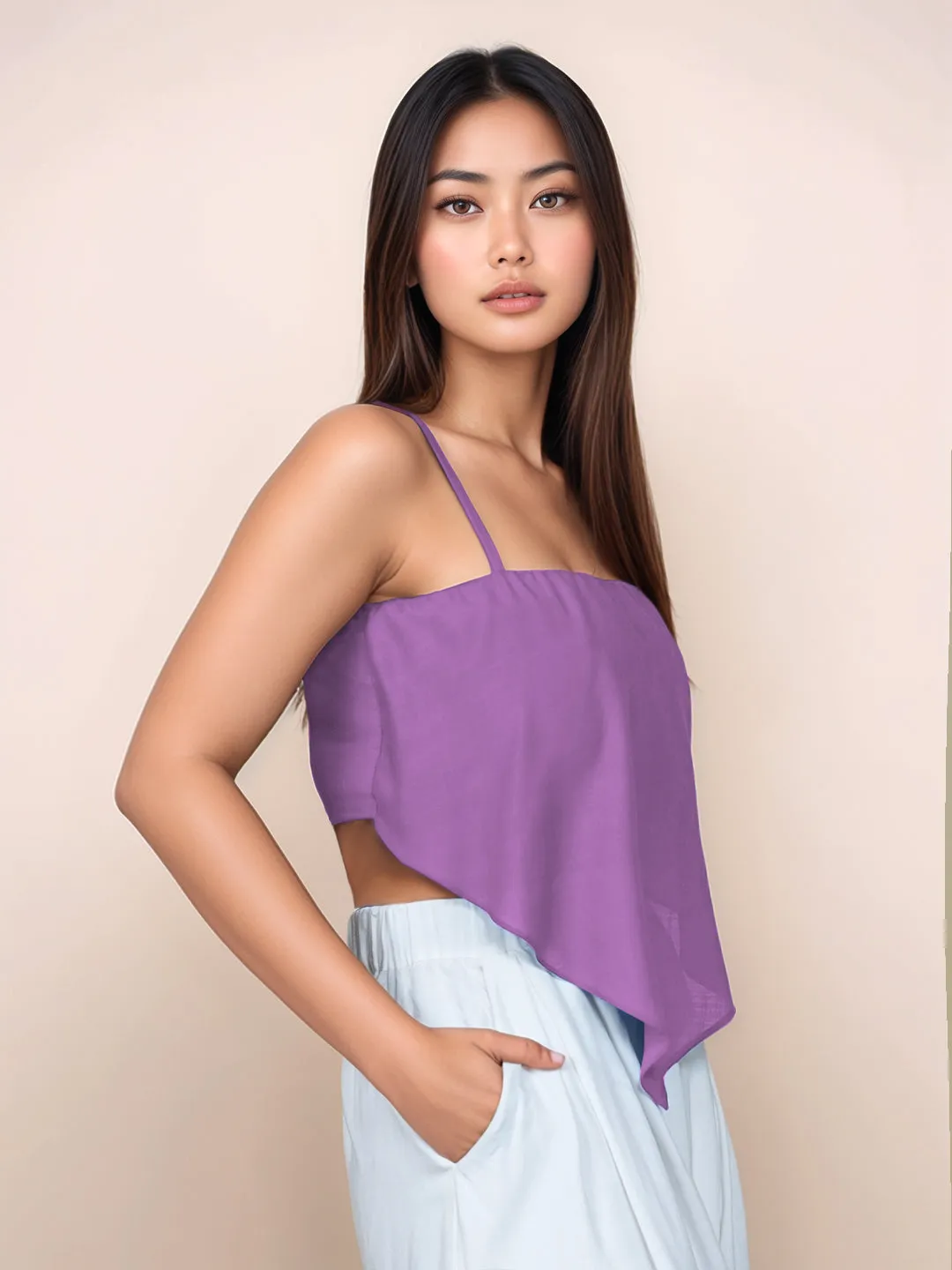 Solid Square Neck Crop Top