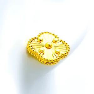 Sparkling Modern 21k Gold Clover Earrings