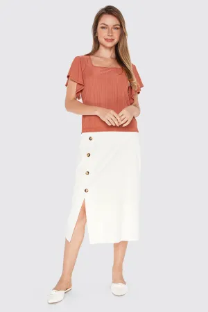 Square Neck Flounce Sleeve Tee