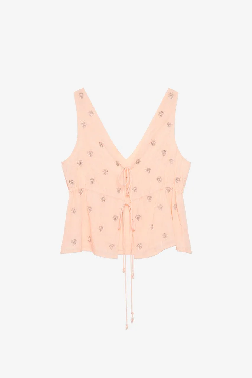 Strappy Top With Embroidery