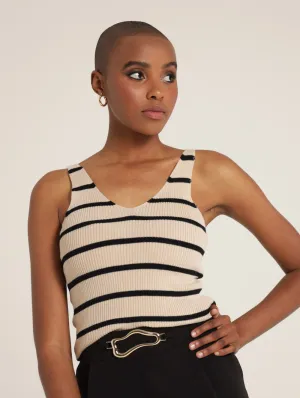 Stripe Knitwear Cami - Oatmeal