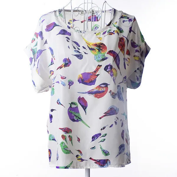 Style Vintage Female T Shirts Heart O-Neck Plus Size Woman Top Tee Casual T-Shirt Women