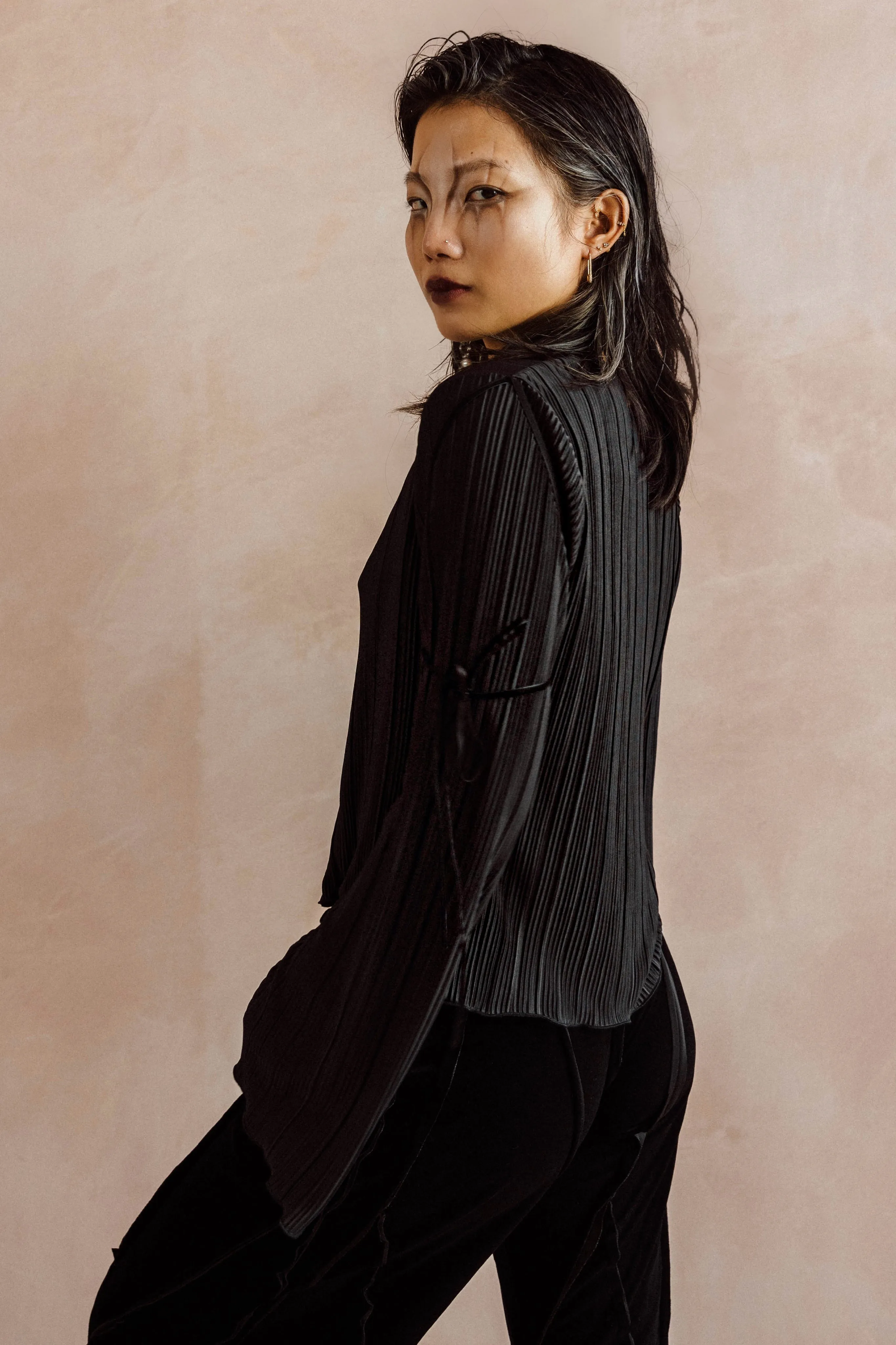 SYBIL Black Pleated Blouse