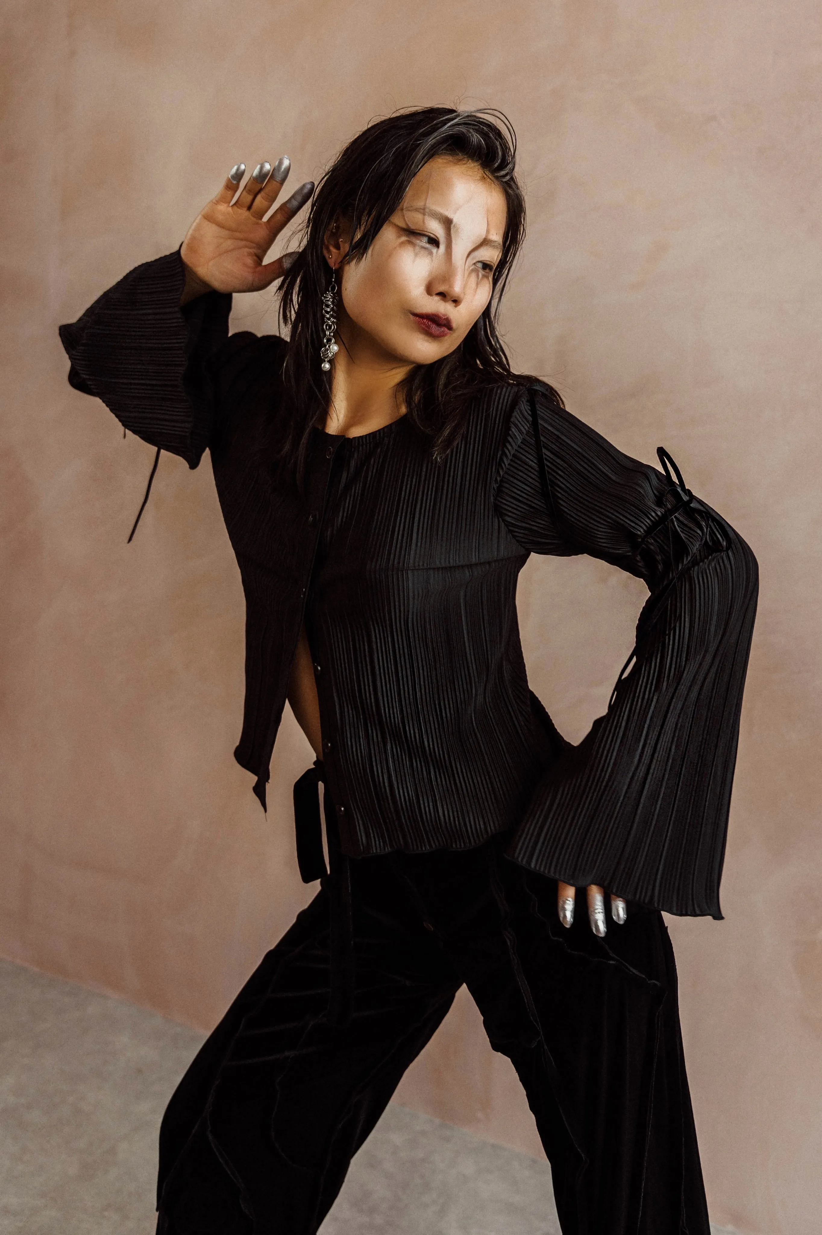 SYBIL Black Pleated Blouse