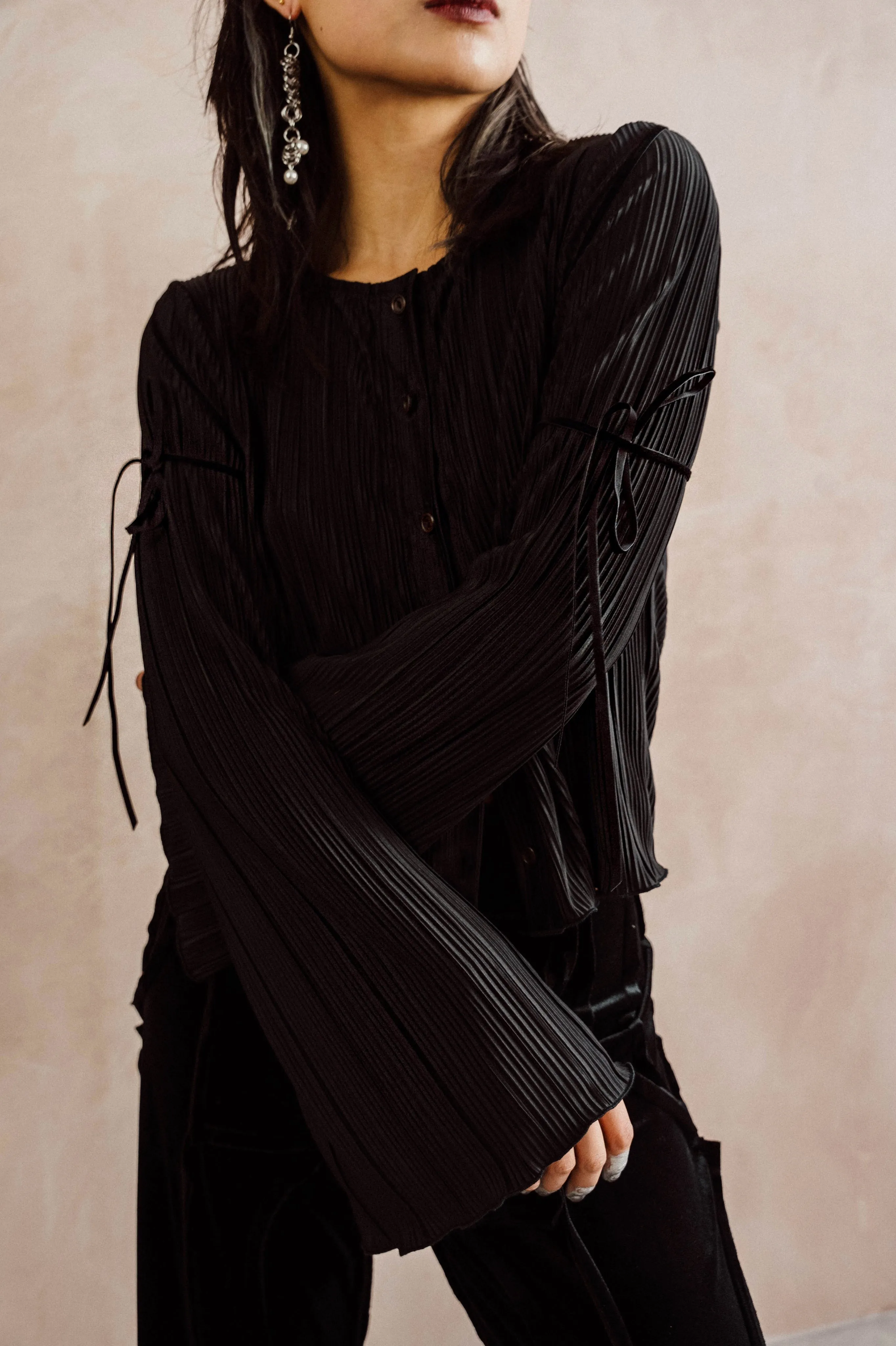 SYBIL Black Pleated Blouse