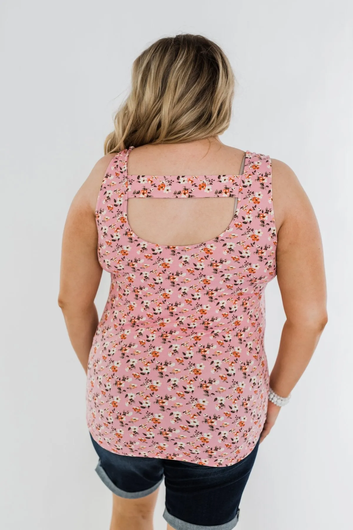 Take Care Floral Tank Top- Pink