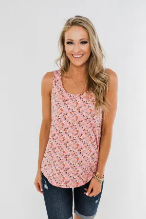 Take Care Floral Tank Top- Pink
