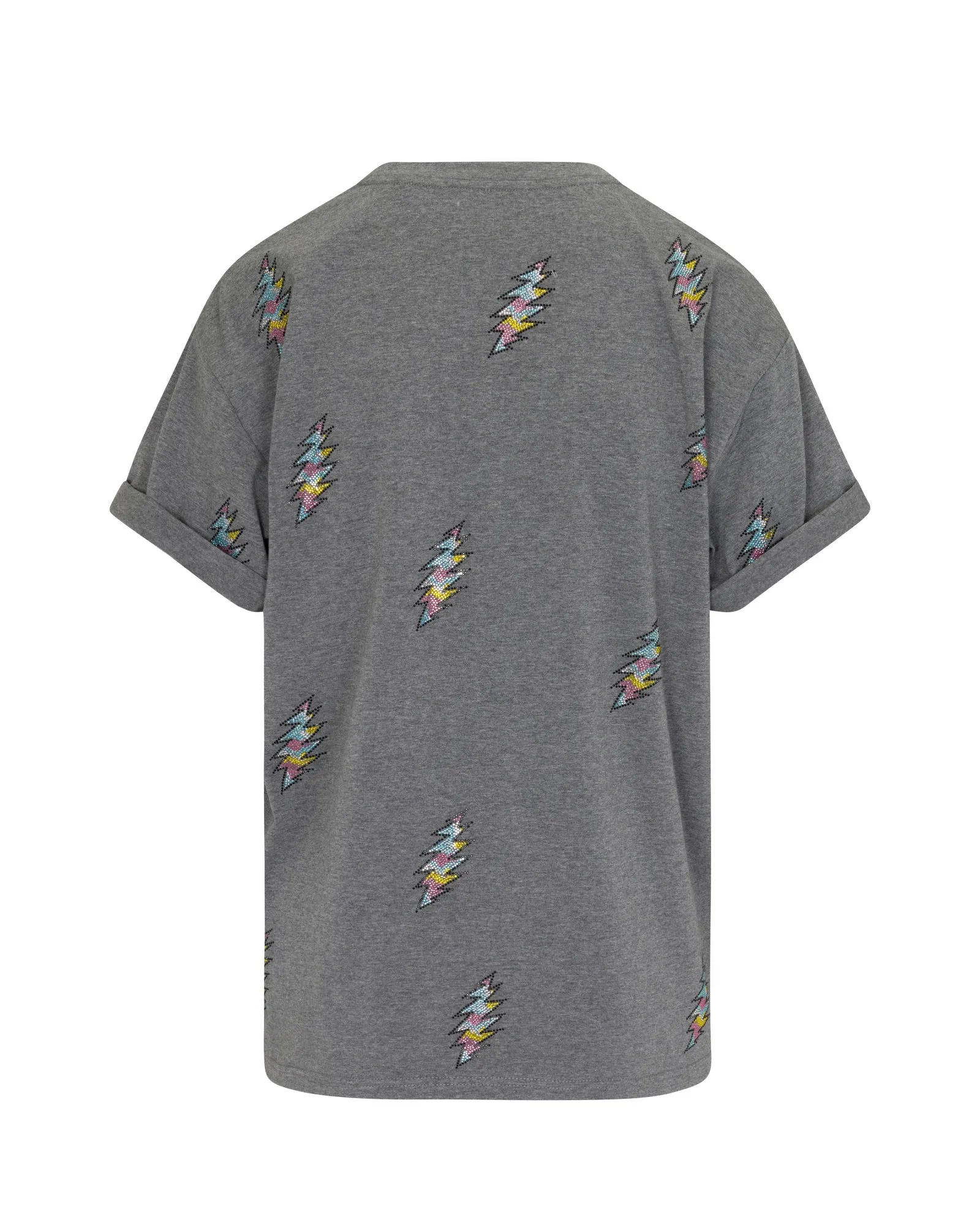 The Original Grateful Dead 13 Pt. Bolt Rhinestone T-Shirt - Heather Gray
