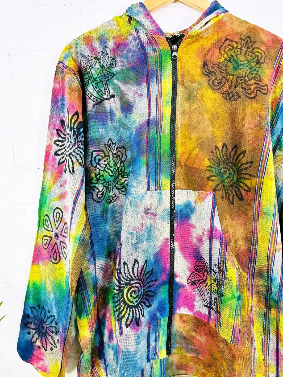 Tie Dye Hooded Zip Unlined Jacket